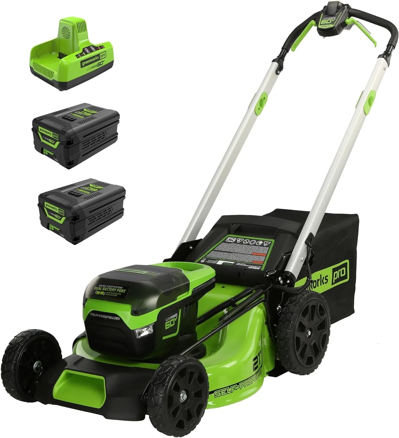 60V 21" Cordless Self-Propelled Lawn Mower - Includes 2 x 4.0Ah Batteries & Rapid Charger