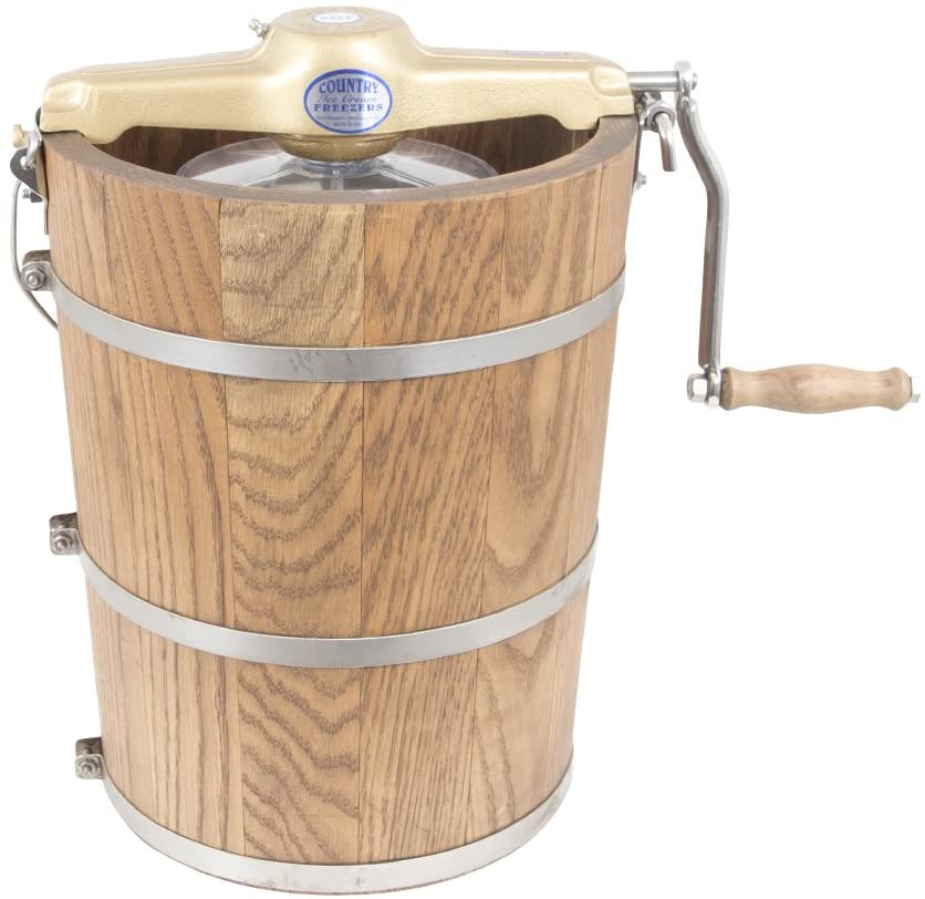 6 Qt. Country Ice Cream Maker - Classic Wooden Tub with Hand Crank