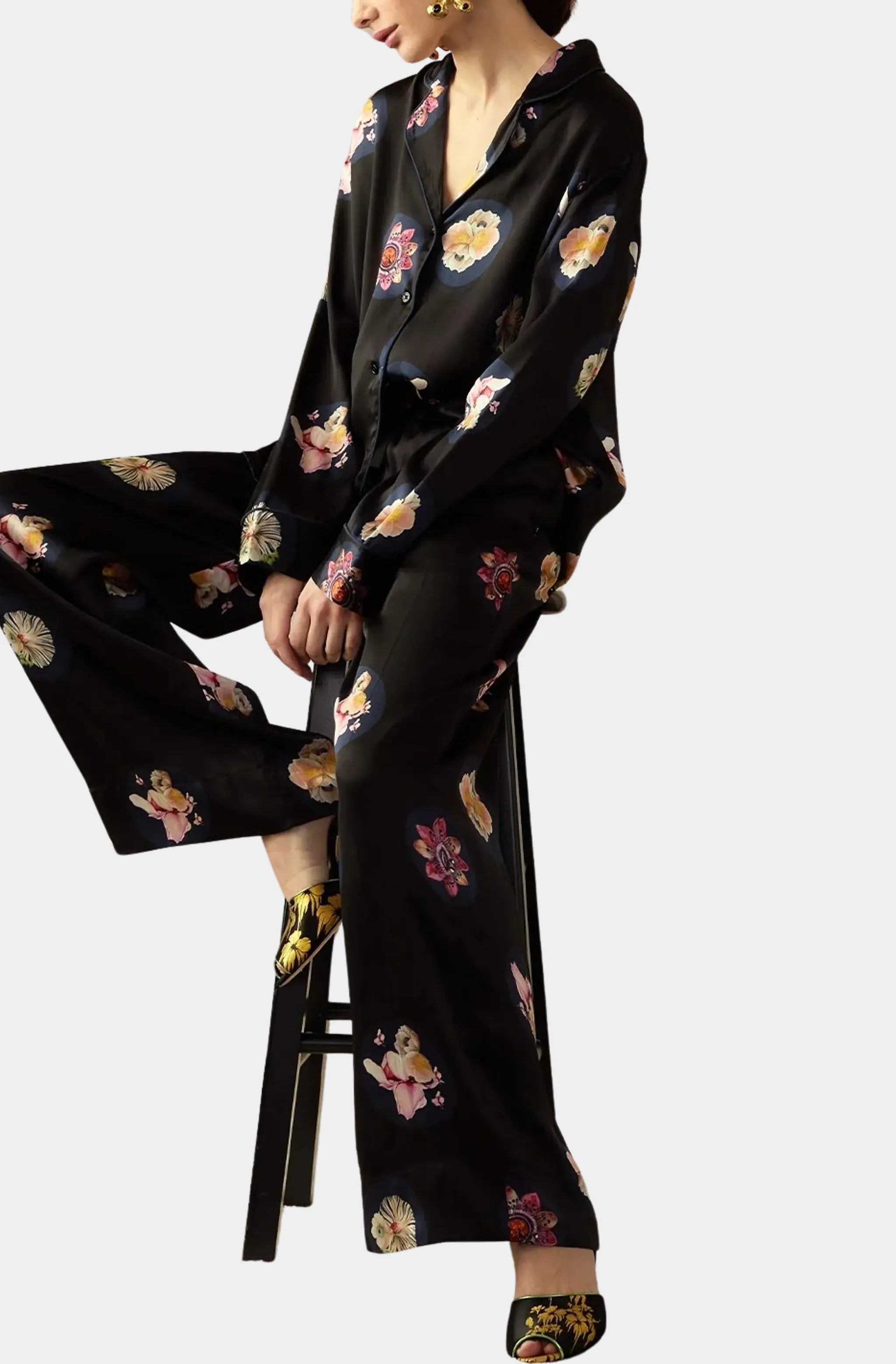 Moonlit Petal Silk Pant