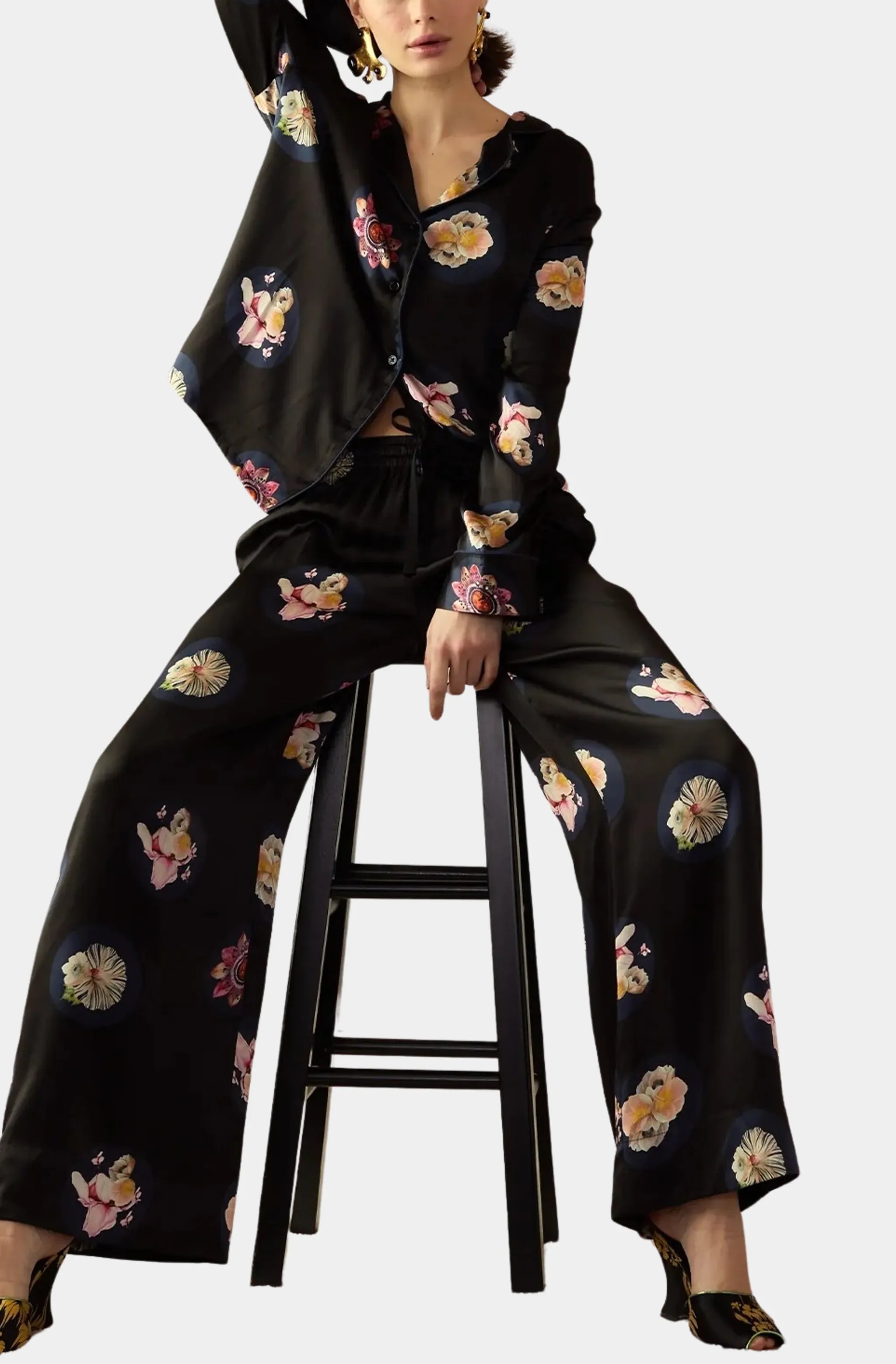 Moonlit Petal Silk Pant