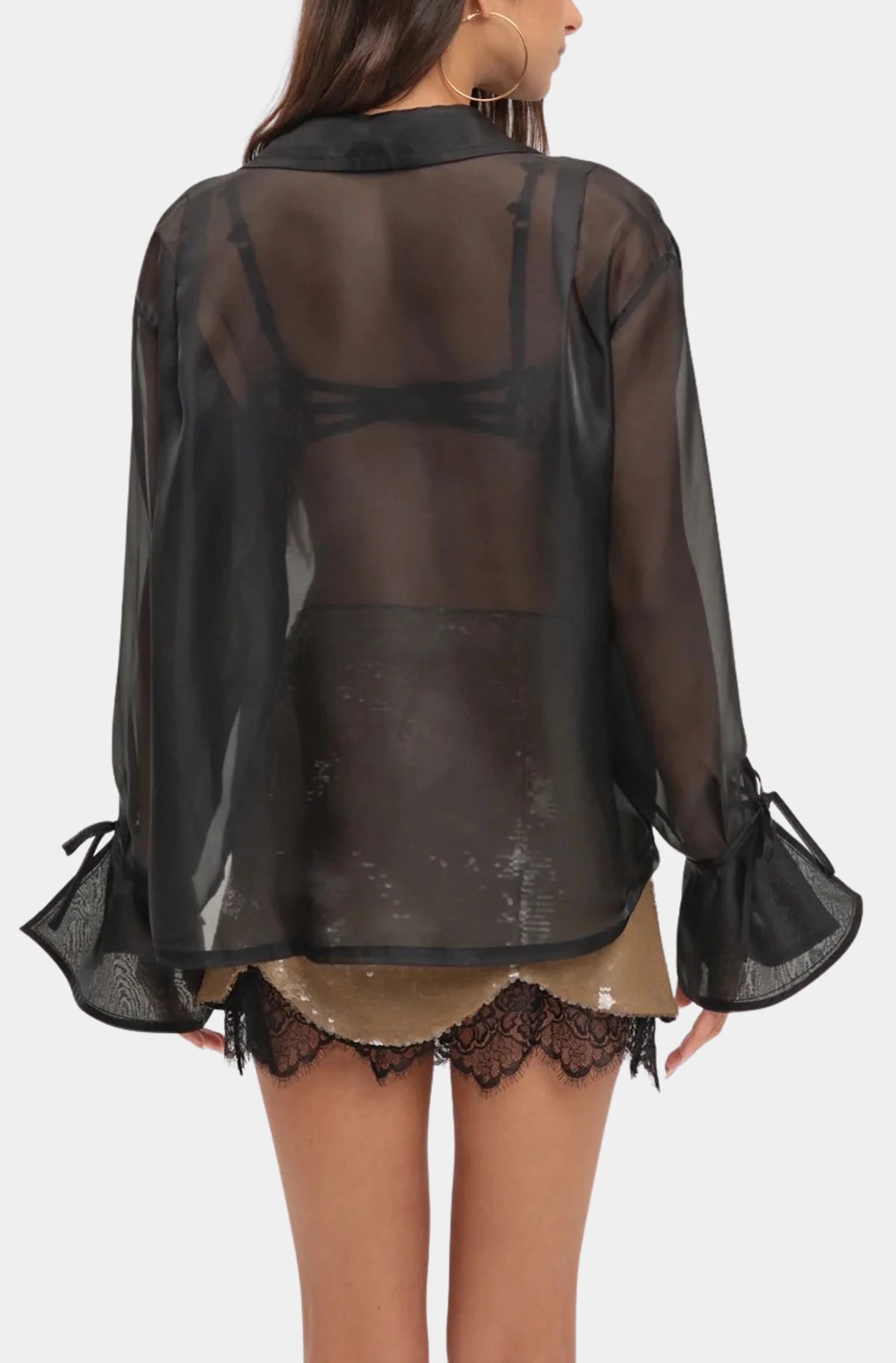 Organza Button-Up Blouse