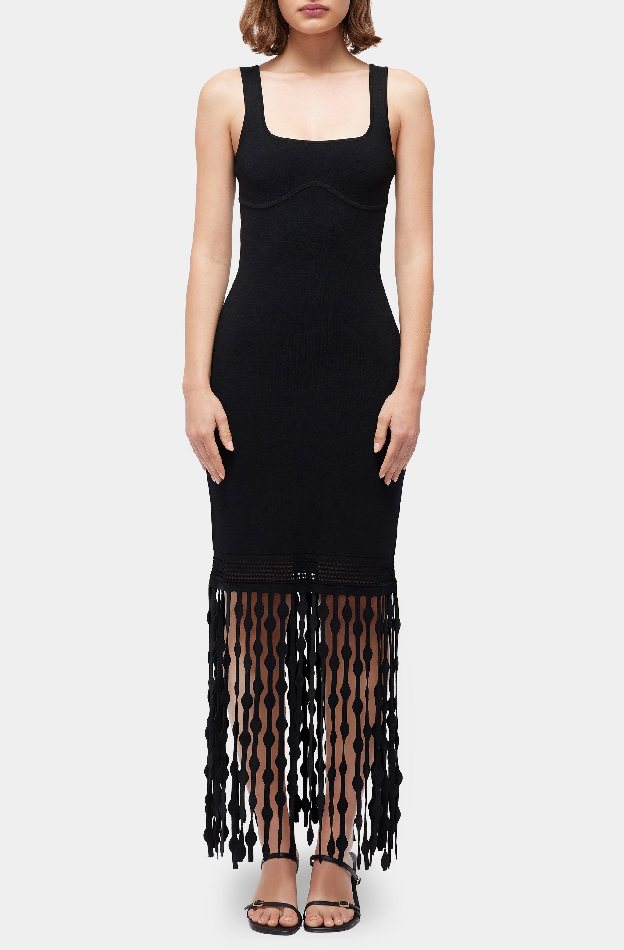 Signa S/L Lattice Fringe Dress