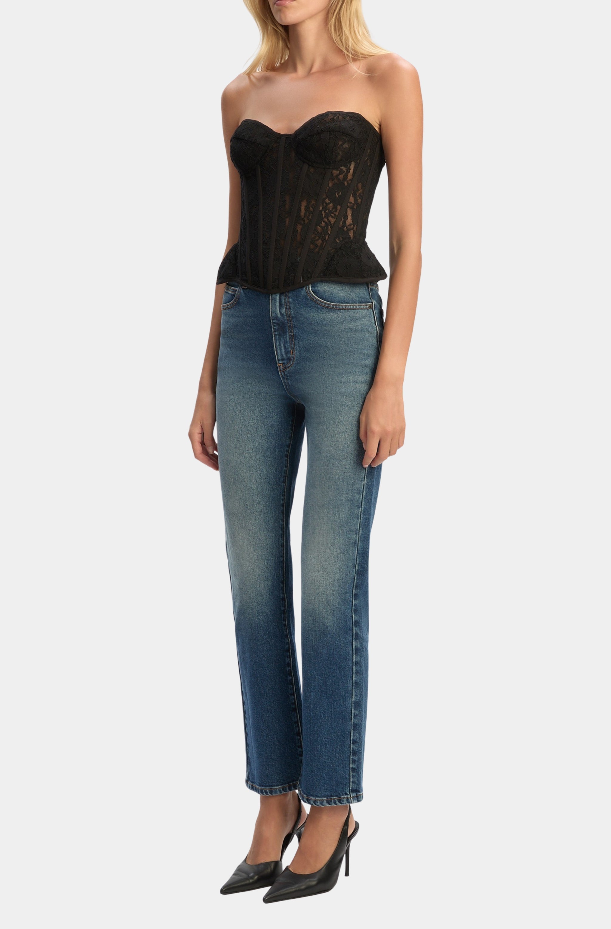 Cristo Strapless Lace Bustier