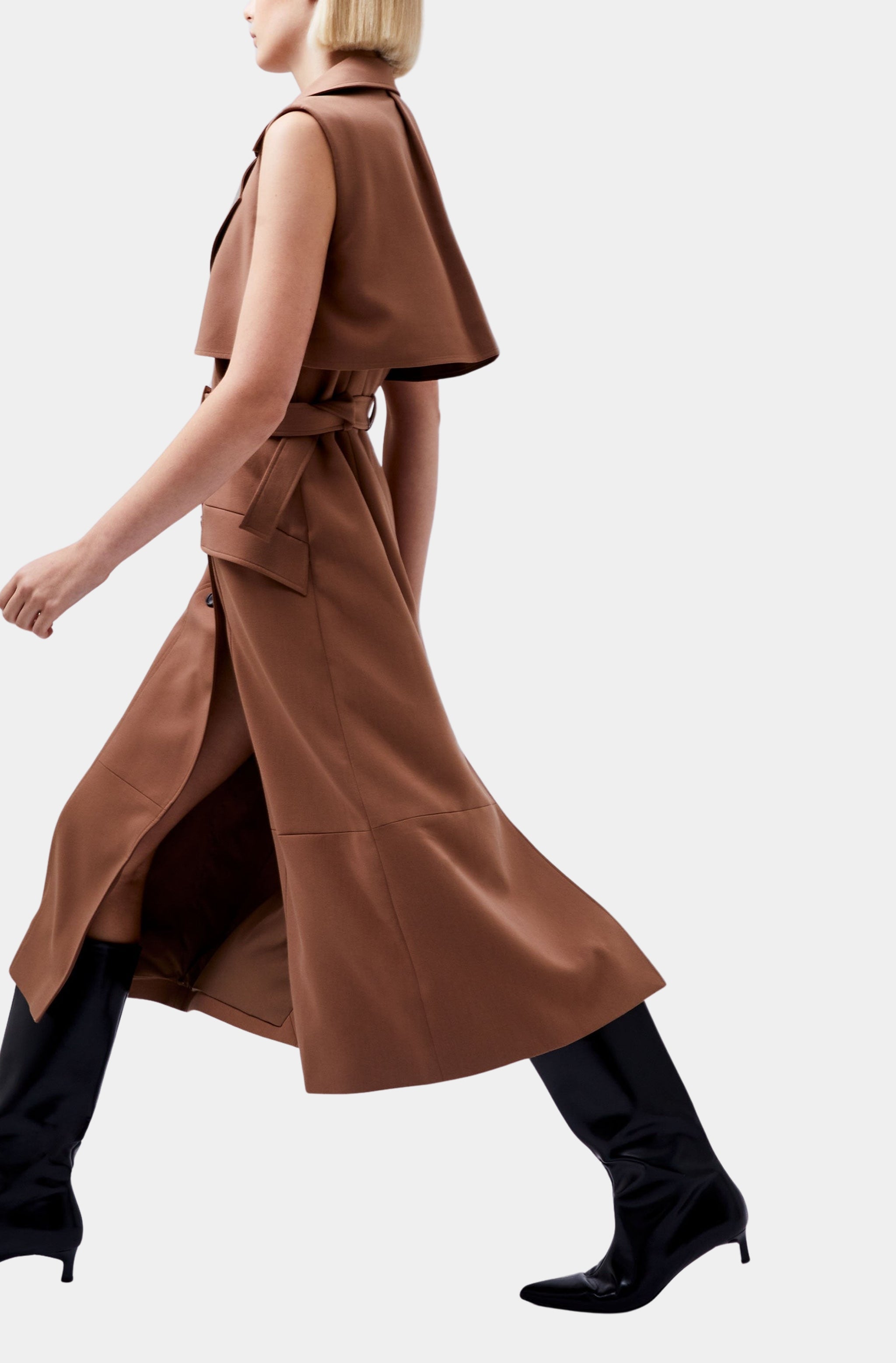 Azra Twill Sleeveless Trench Dress