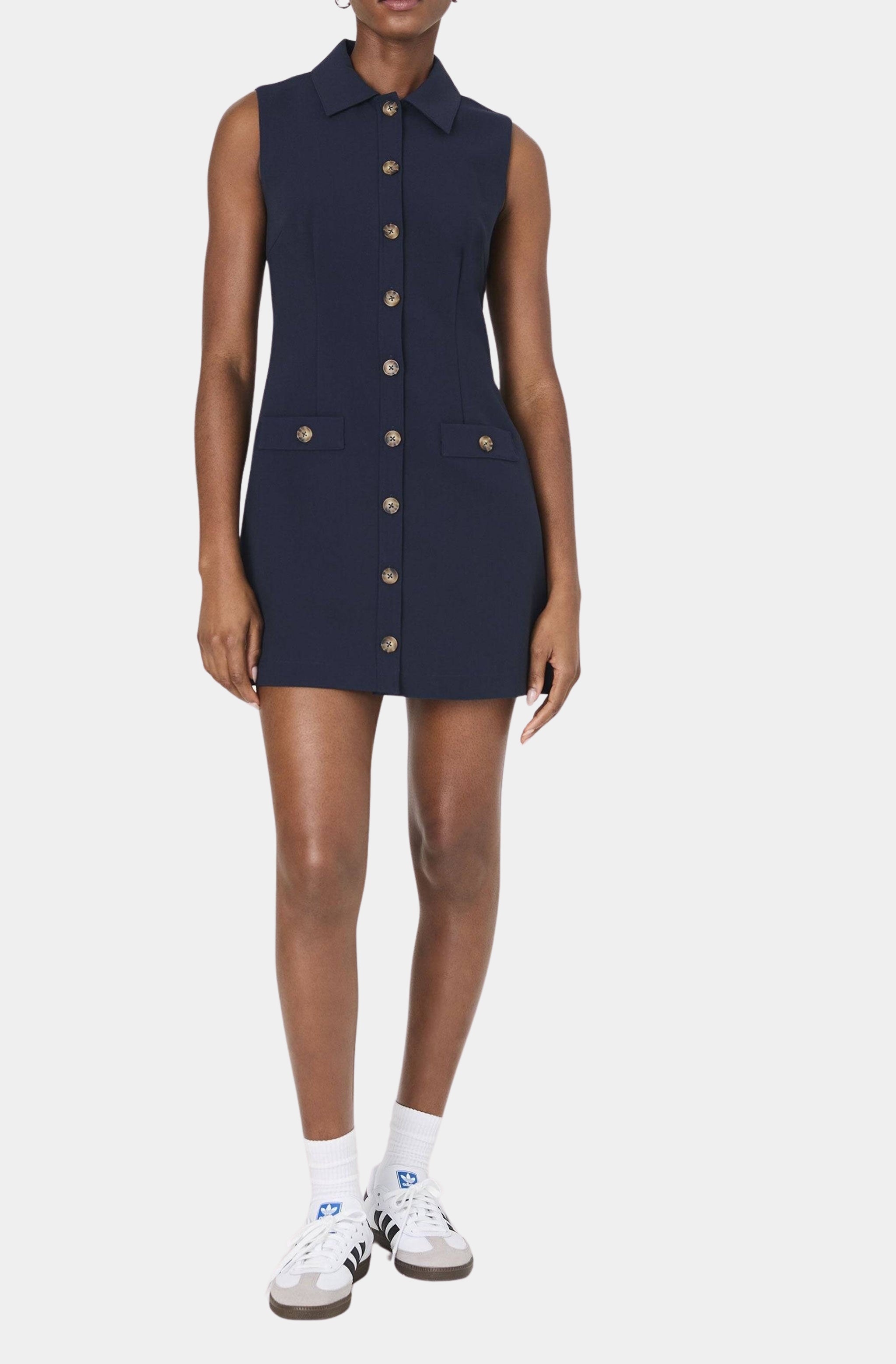 Azra Twill Sleeveless Button Down Dress