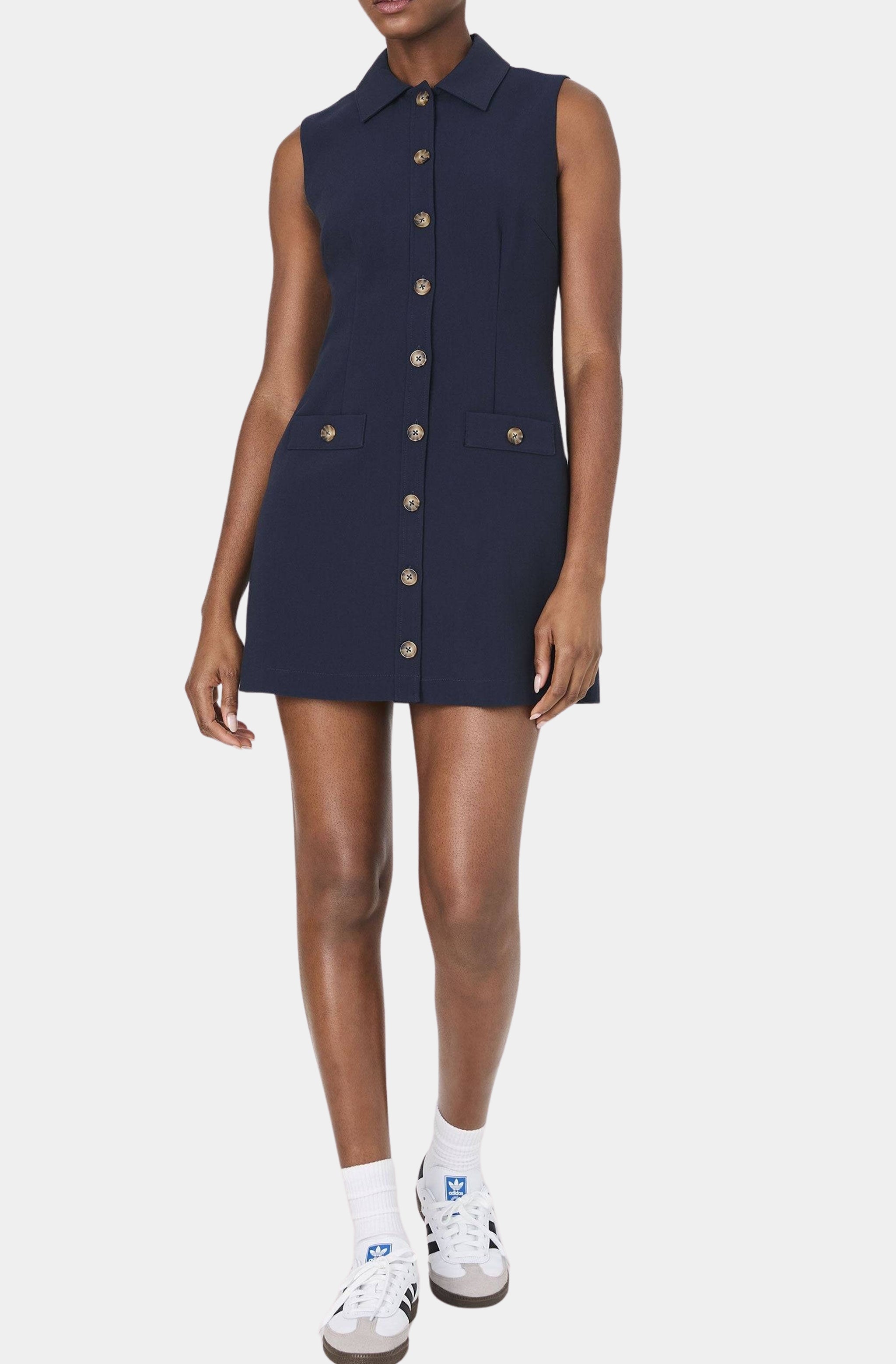 Azra Twill Sleeveless Button Down Dress