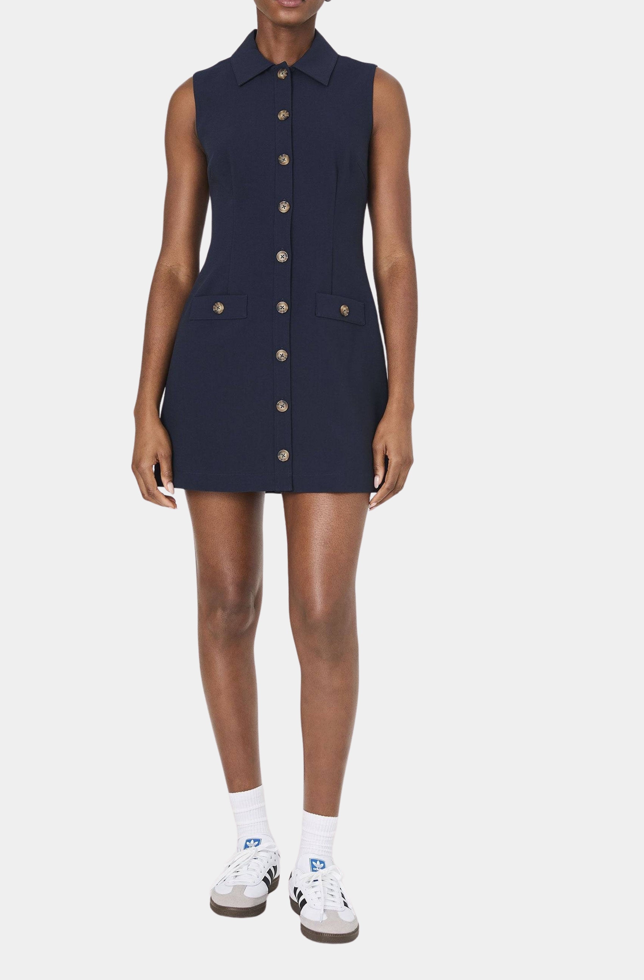 Azra Twill Sleeveless Button Down Dress