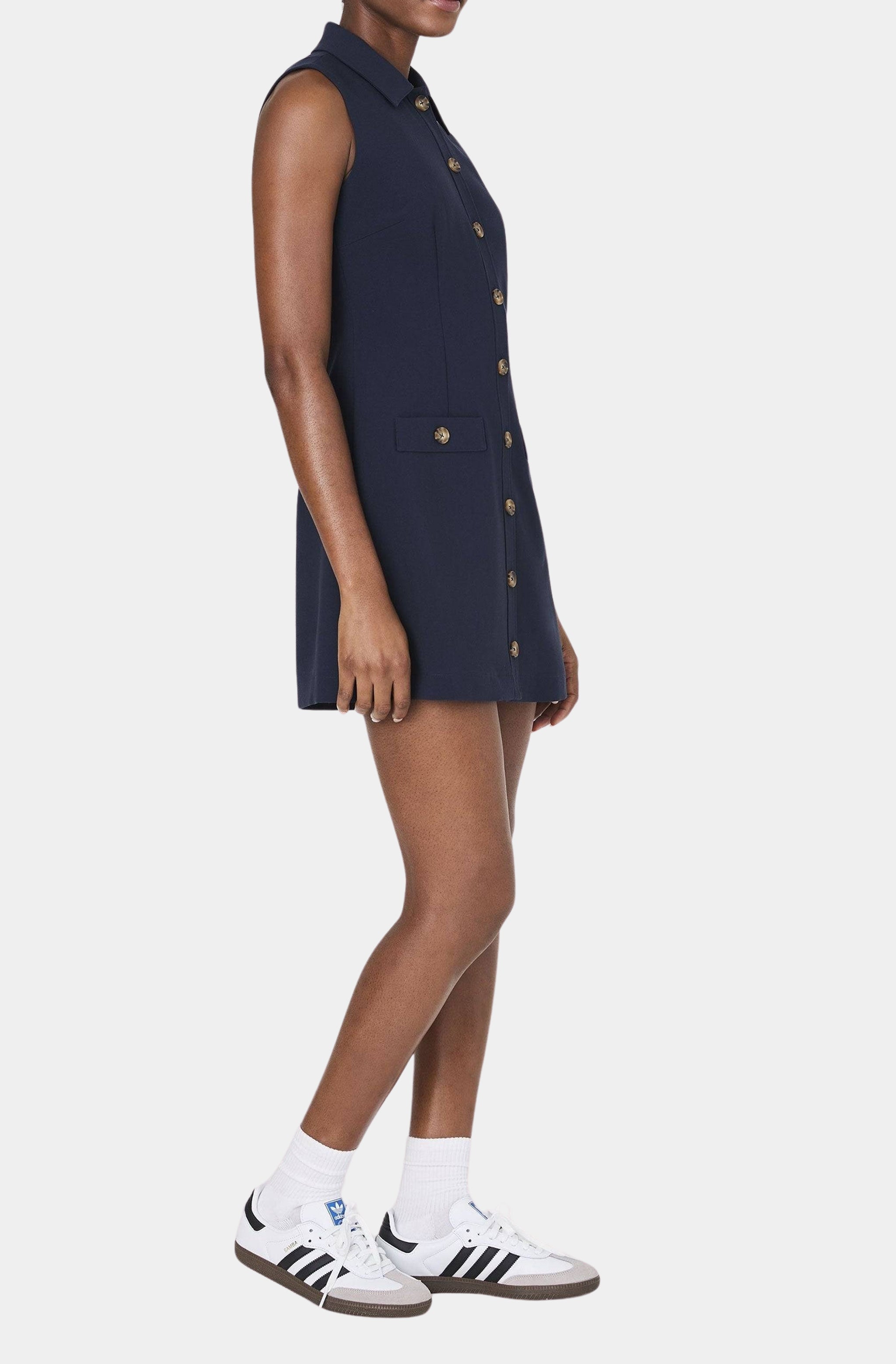 Azra Twill Sleeveless Button Down Dress