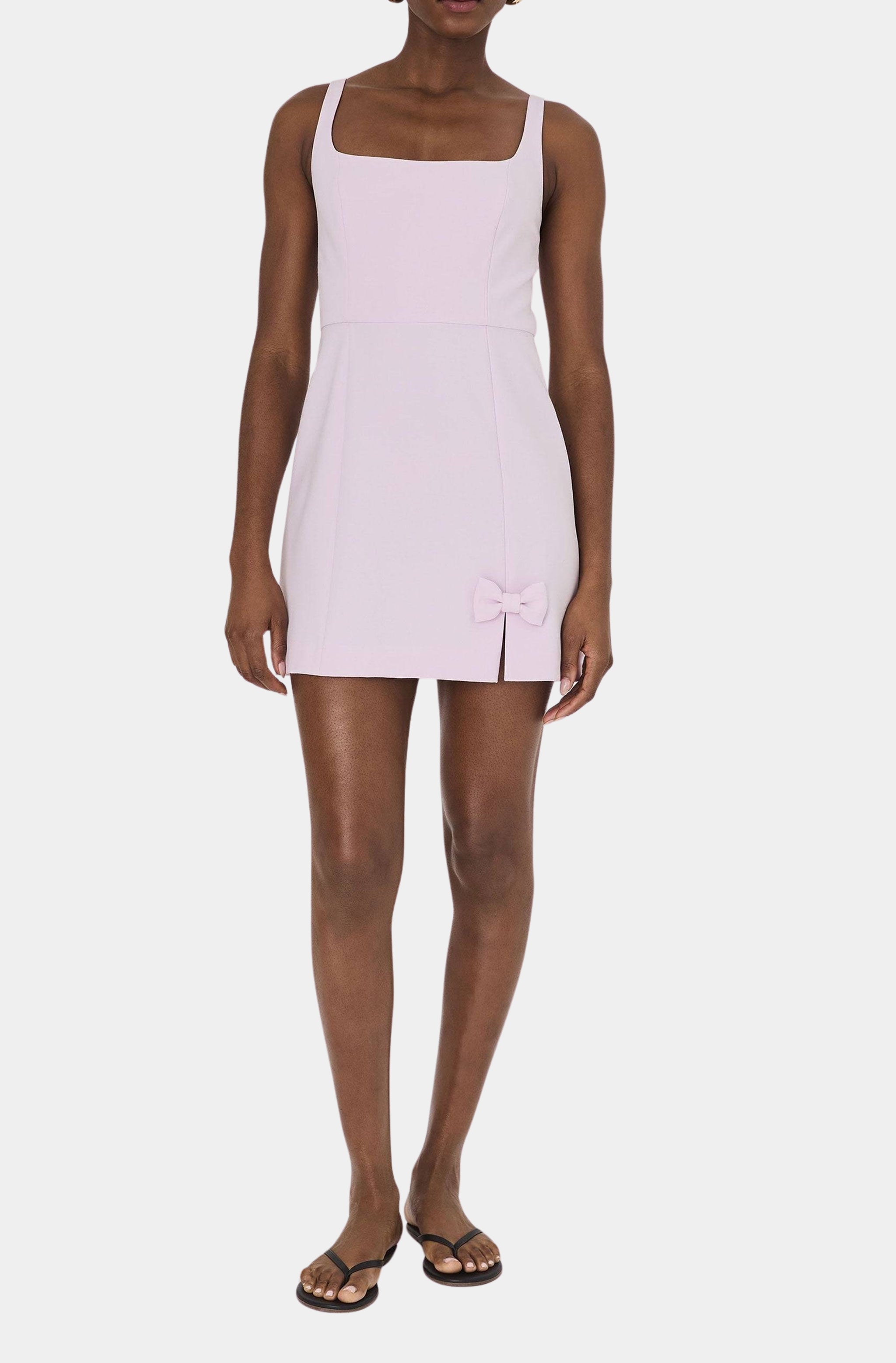 Whisper Bow Slit Strappy Mini Dress