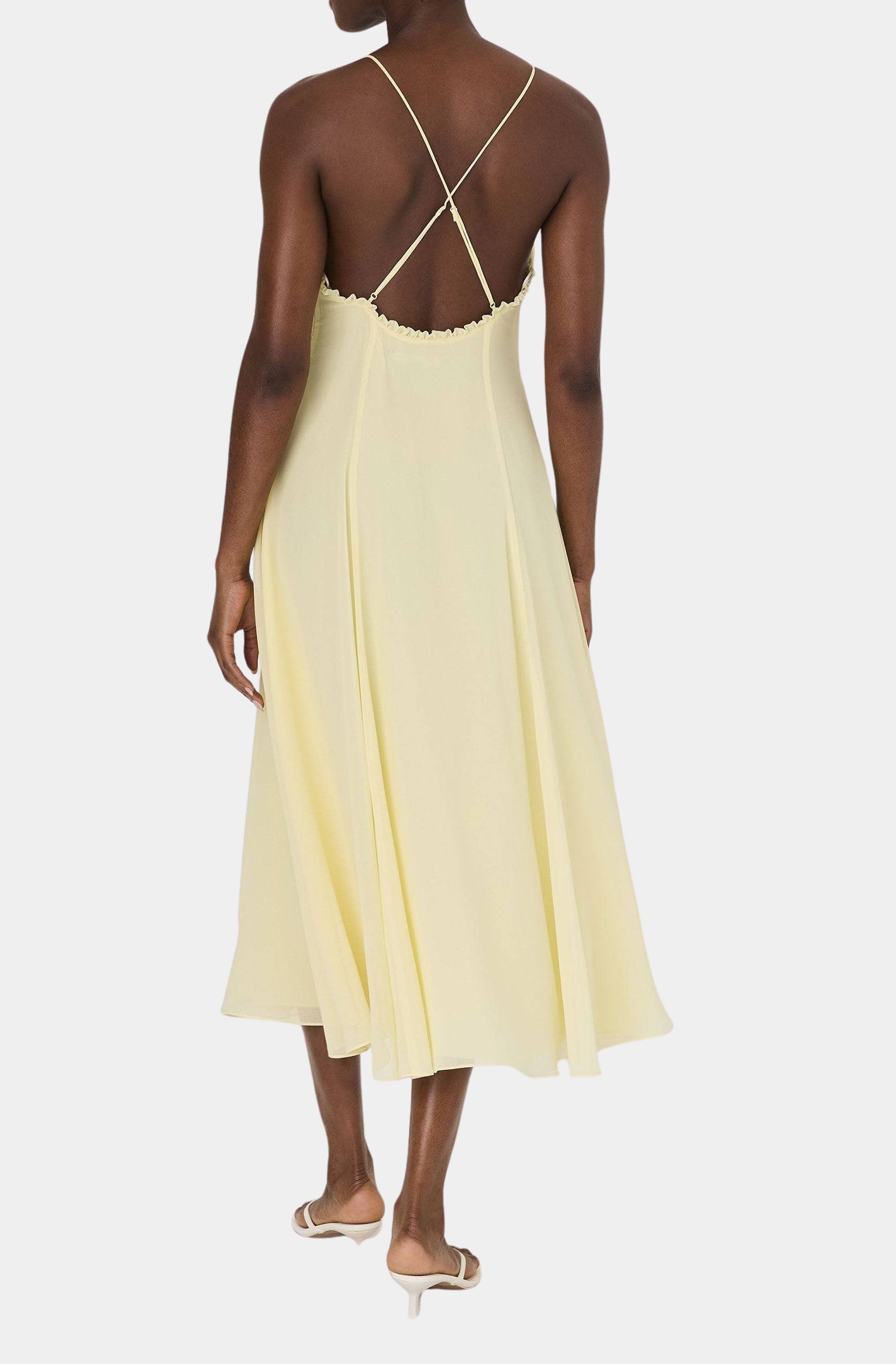 Raya Chiffon Ruffle Neck Midi Dress