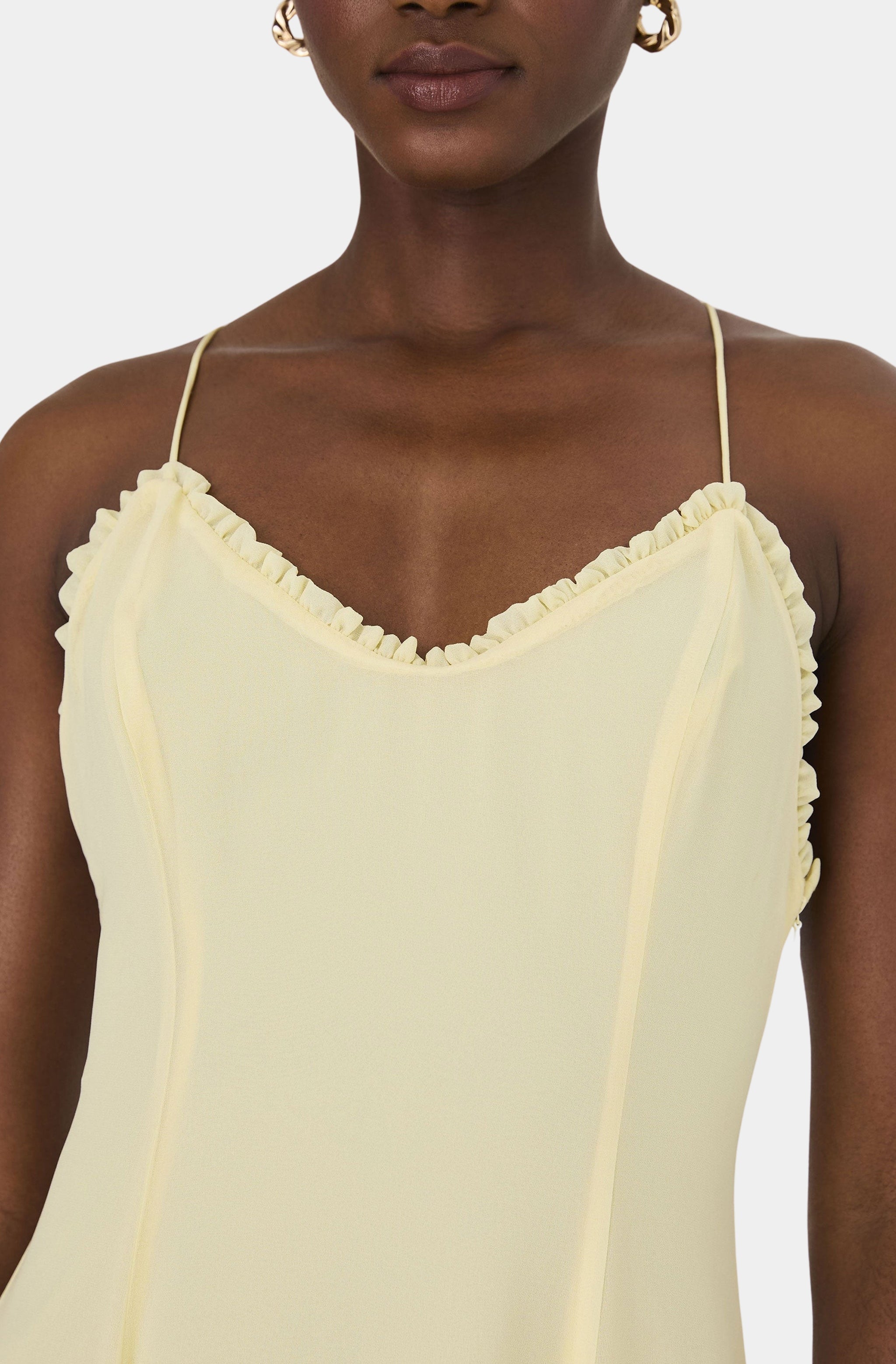 Raya Chiffon Ruffle Neck Midi Dress
