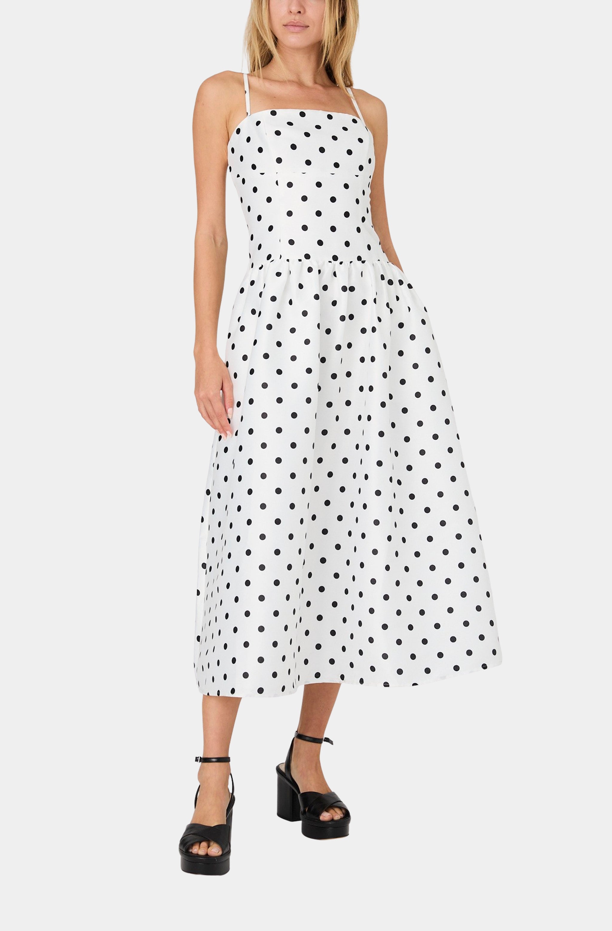 Strappy Polka Dot Midi Dress