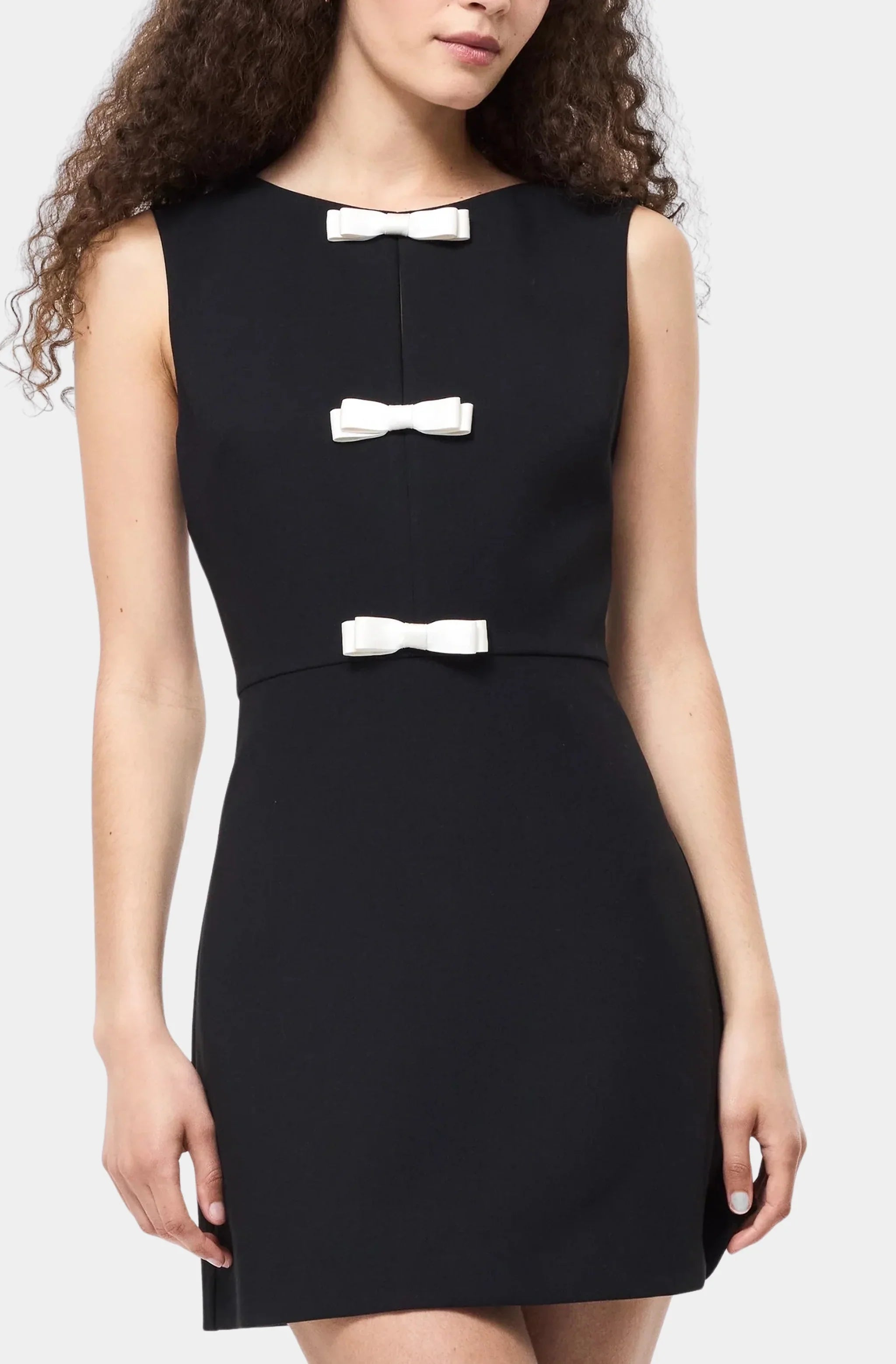 Contrast Bow Sleeveless Mini Dress