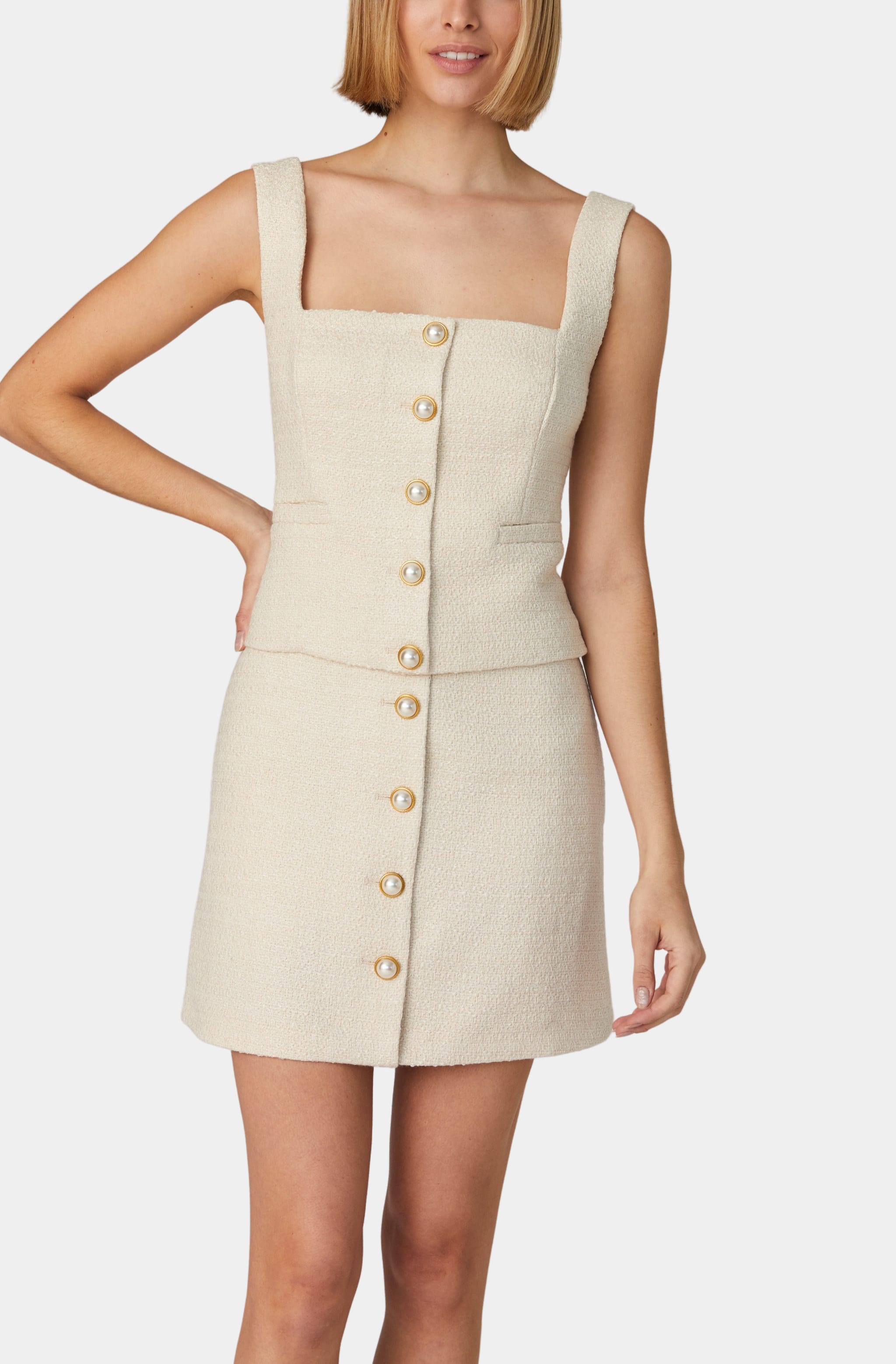 Structured Woven Button Front Top