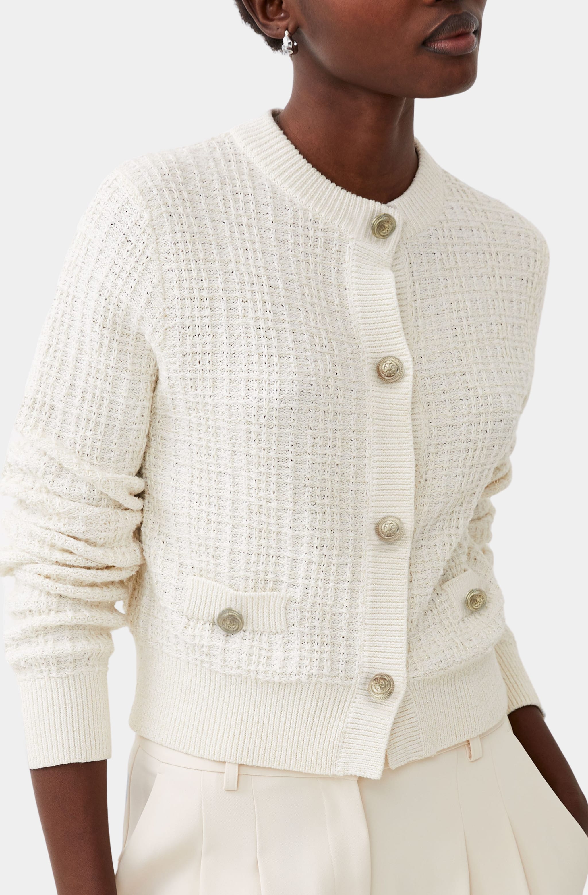 Lurex Tweed Knit Cardigan