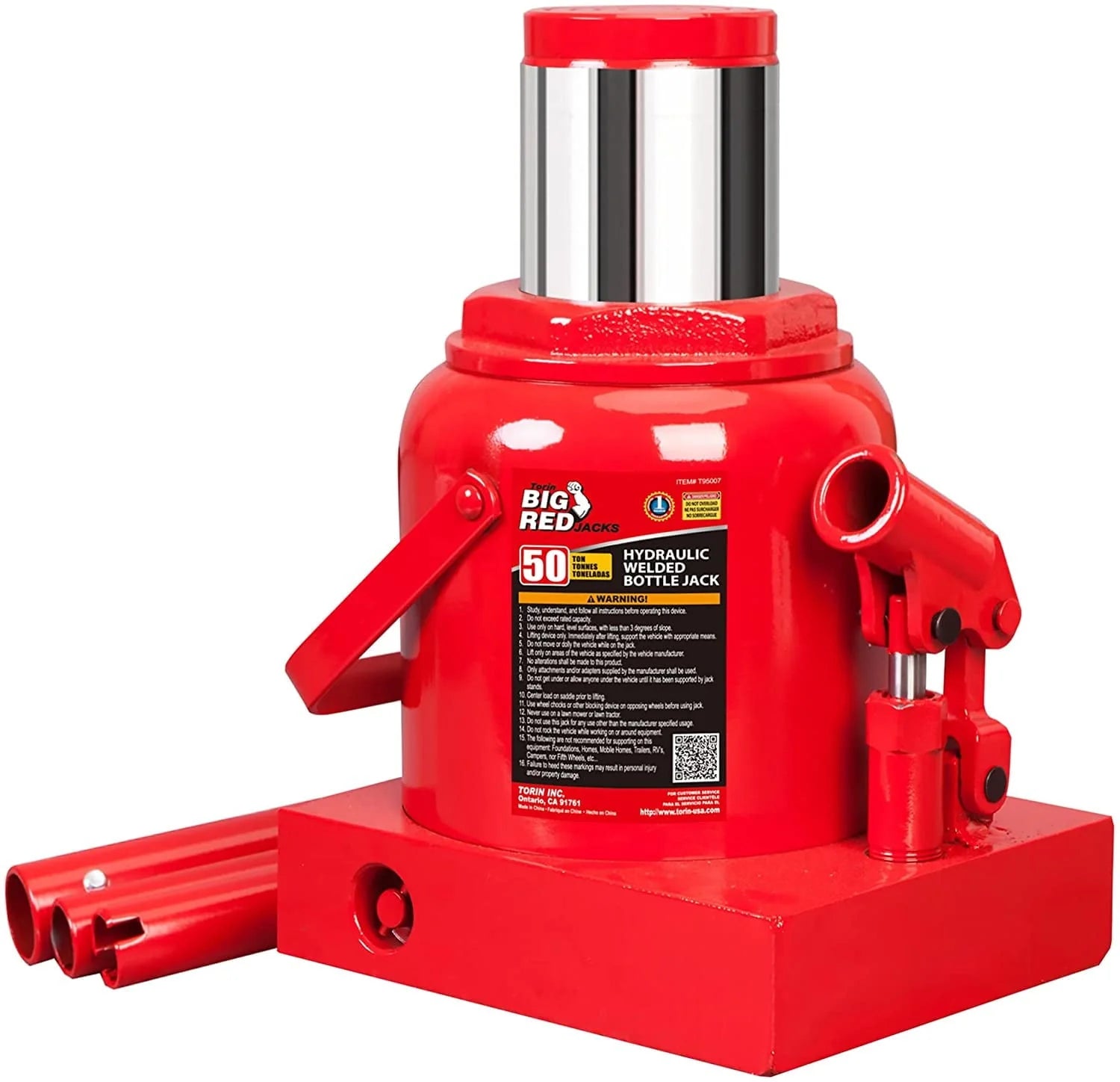 BIG RED 50 Ton Low Profile Hydraulic Bottle Jack - Welded Construction for Heavy Lifting