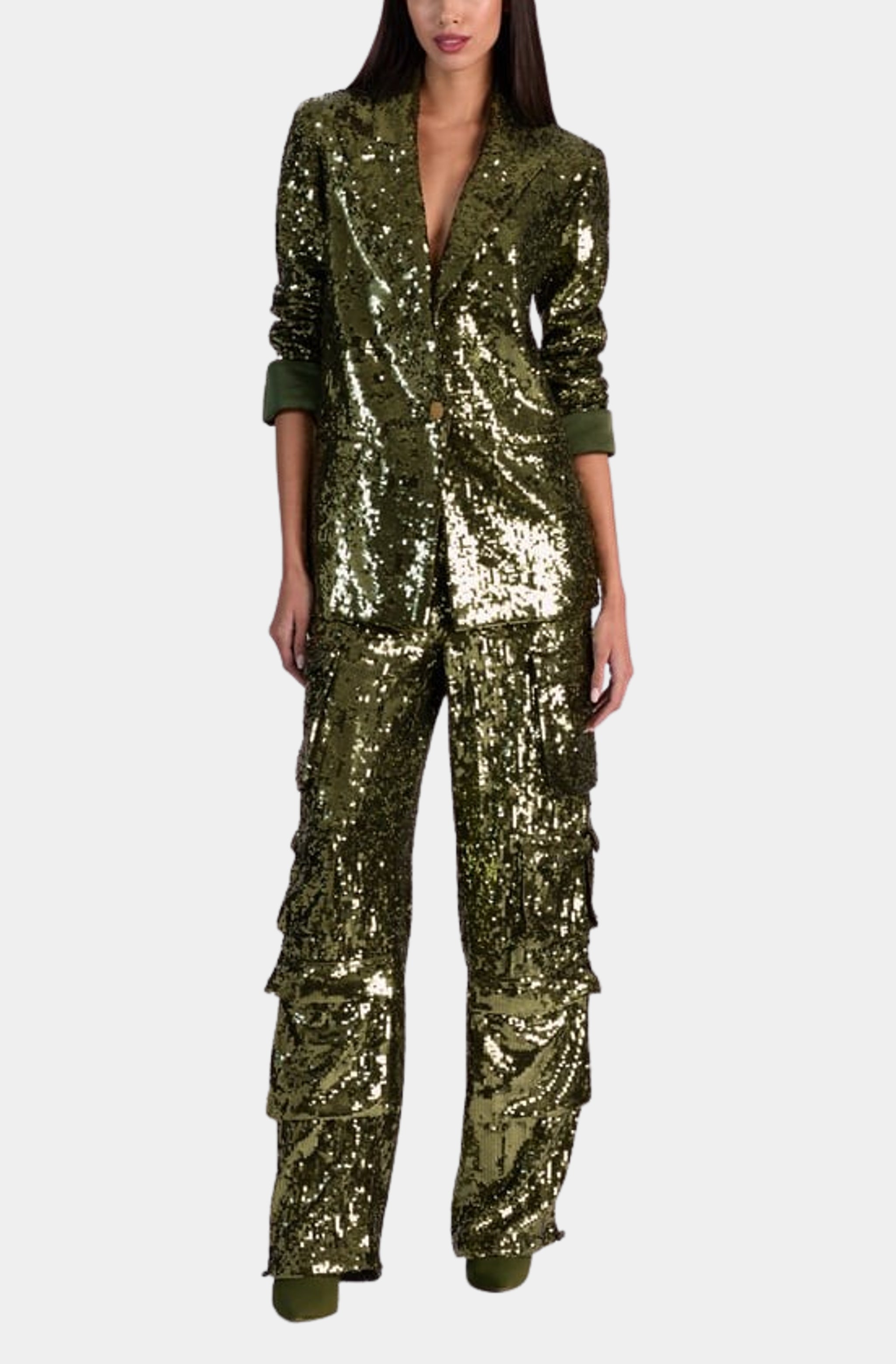Quincy Sequin Oversized Roll Sleeve Blazer