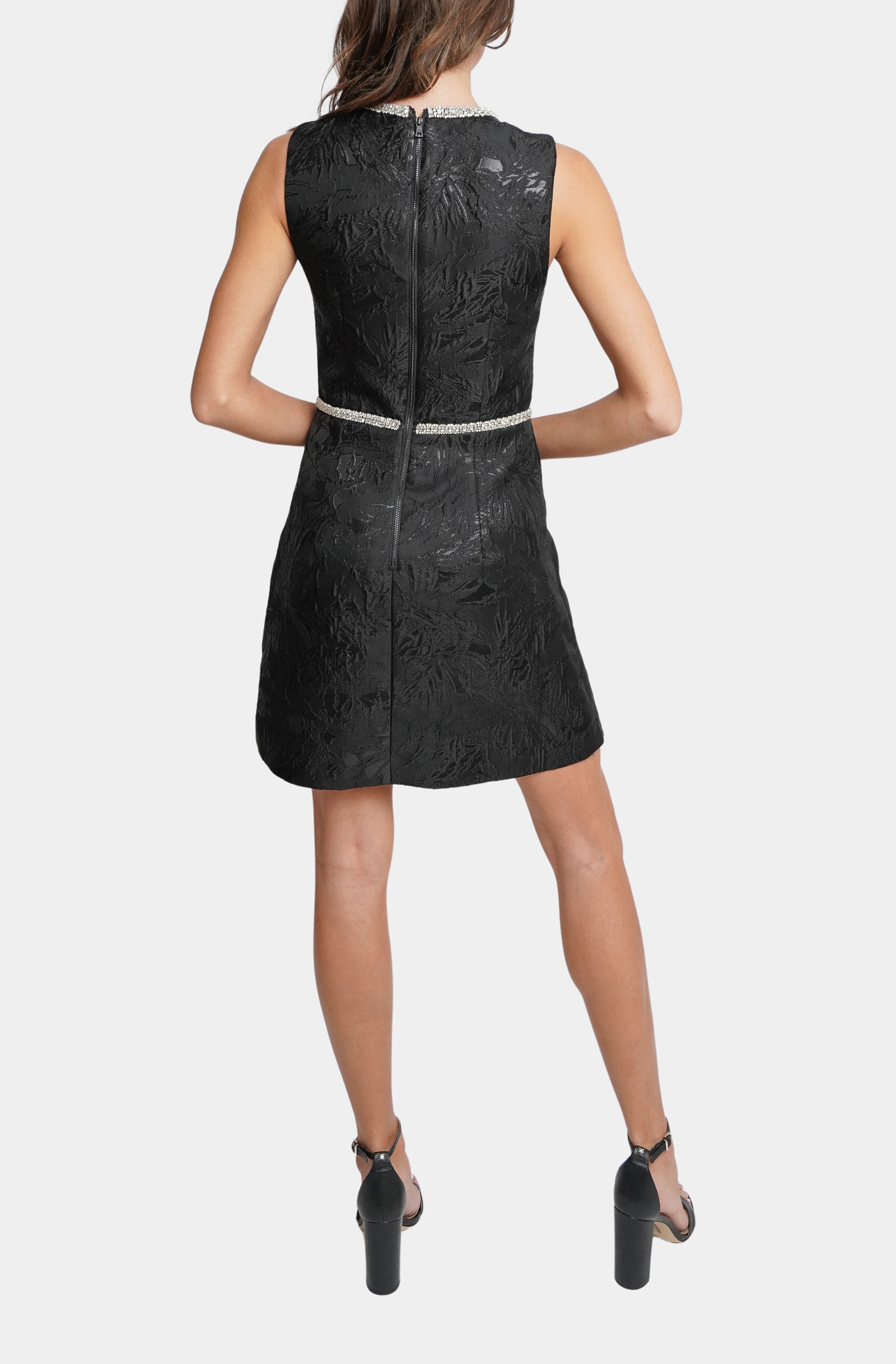 Ellis Embellished Crew Neck Sleeveless Mini Dress with Bows