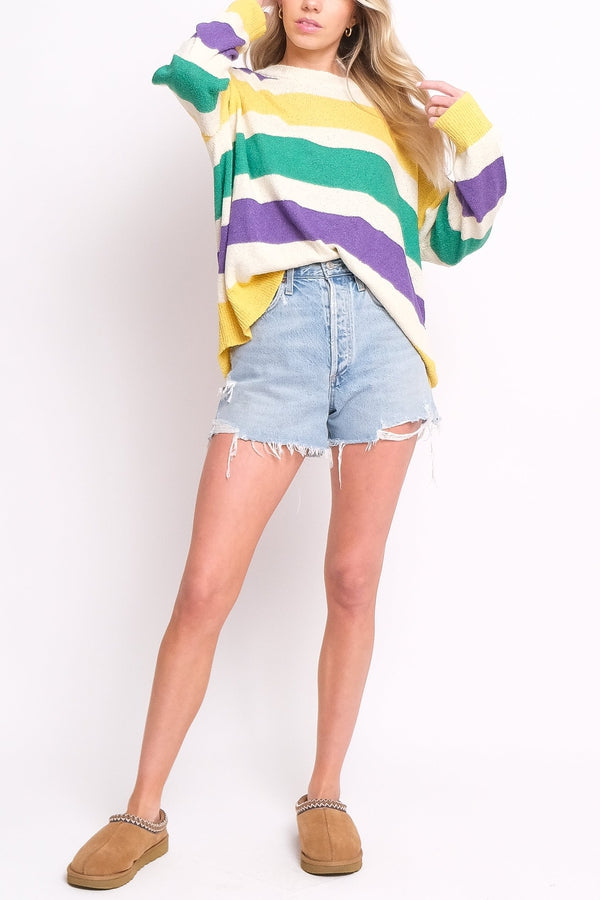 Hemline Exclusive Mardi Gras Sweater