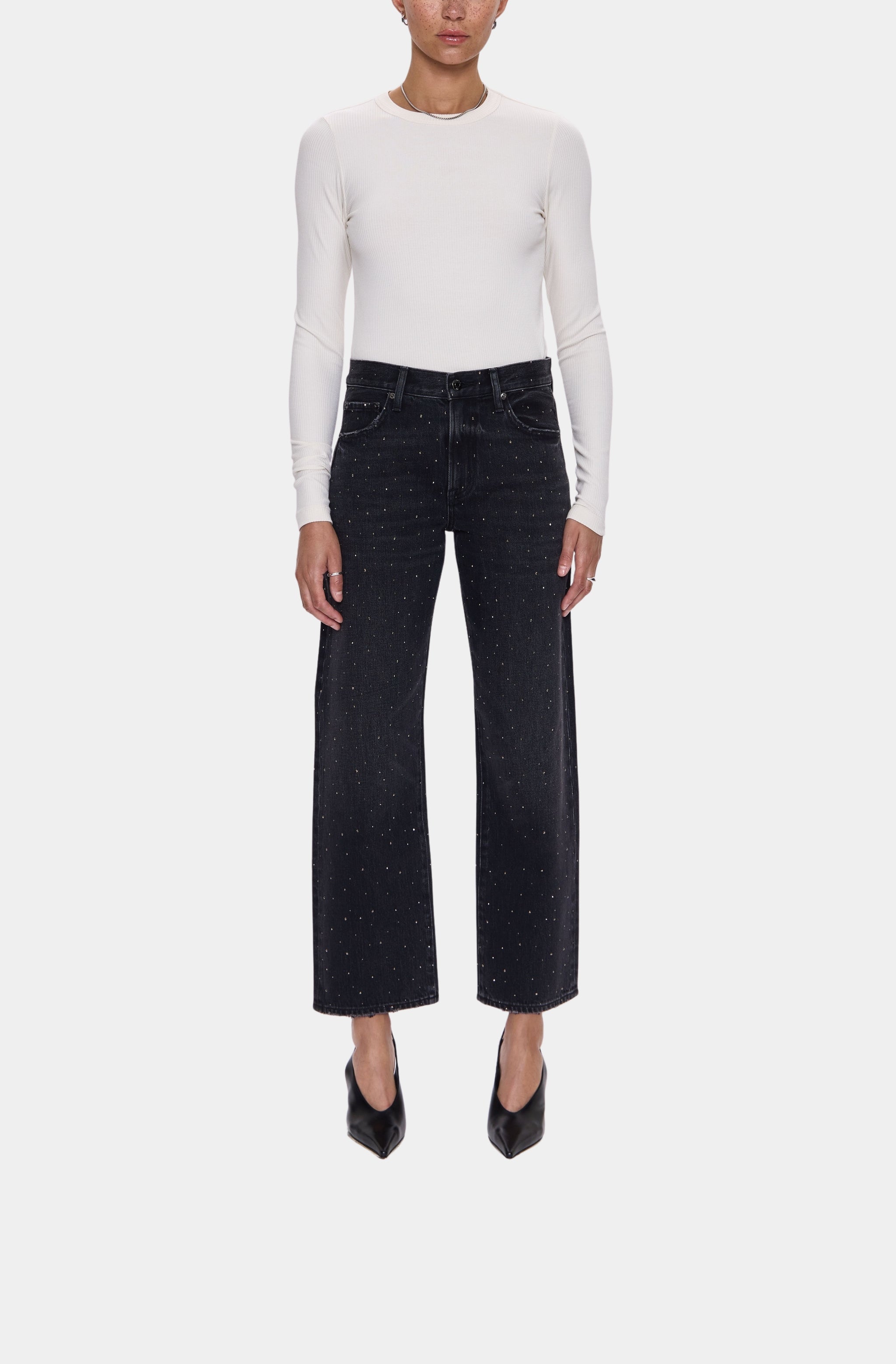 Lexi Mid Rise Bowed Straight Jean