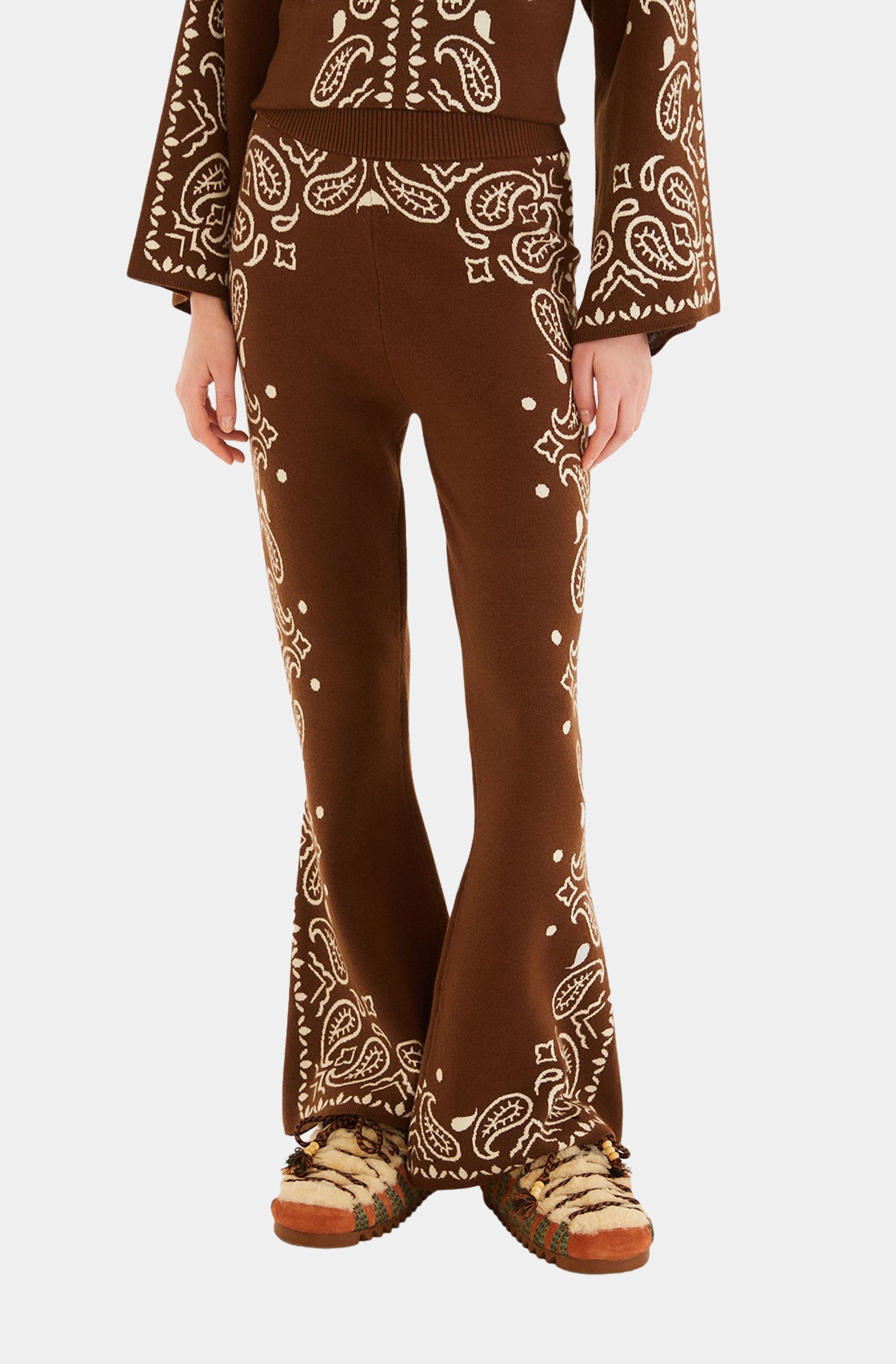 Bohemian Paisley Knit Flare Pants