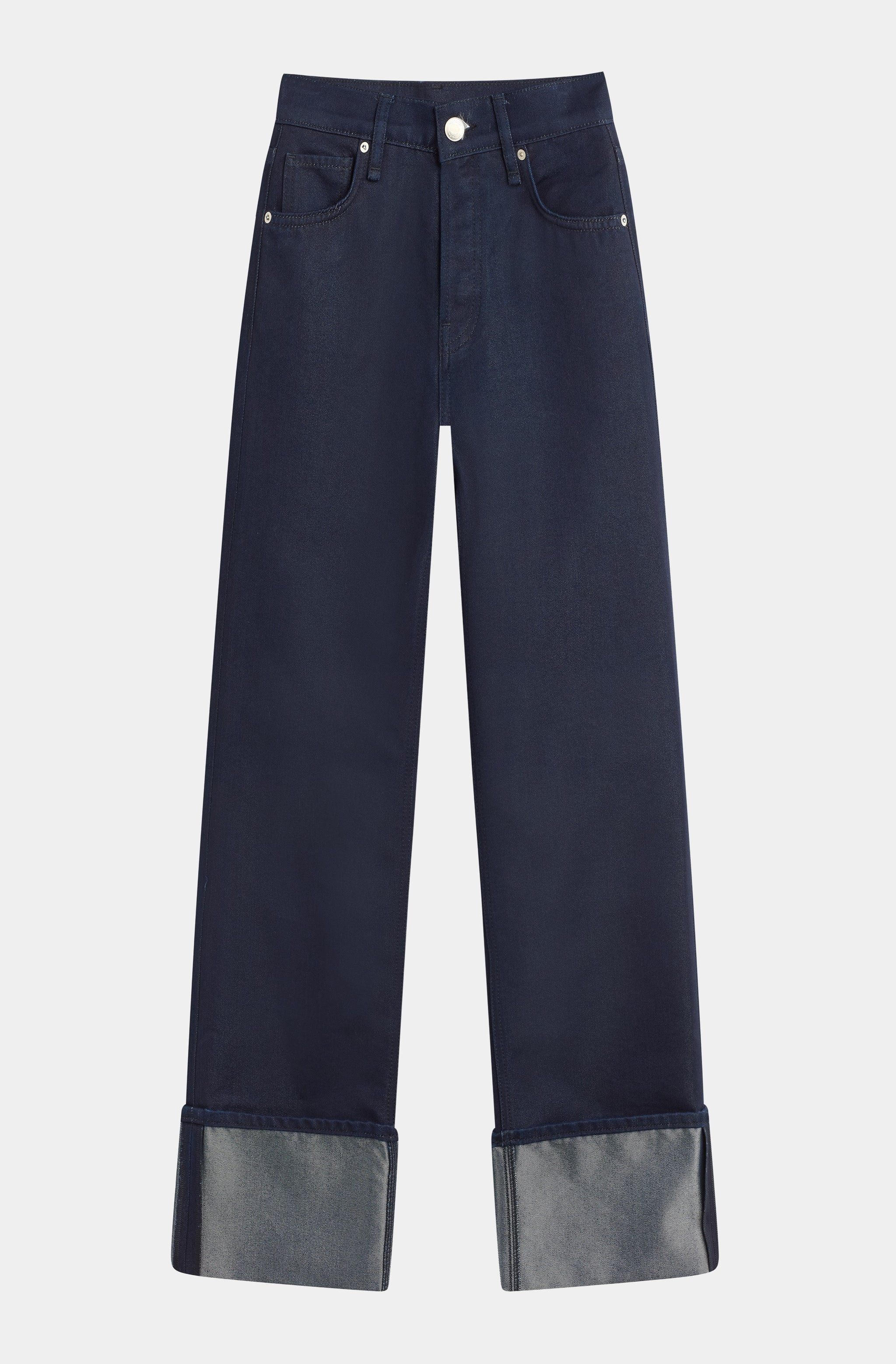 Rosie High-Rise Wide Leg Ankle Cuff Covered Button Fly