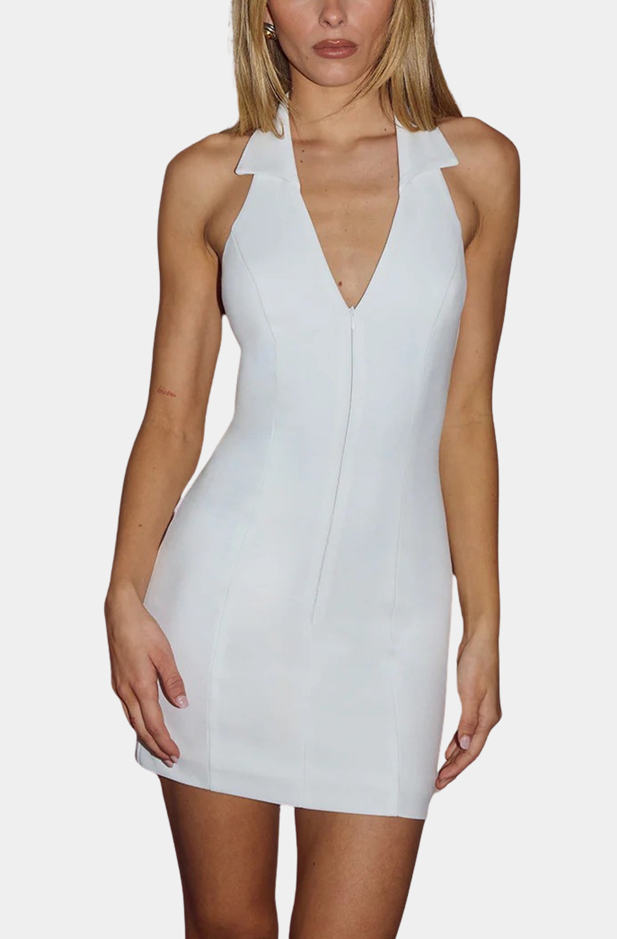 Archer Collar Zip Front Mini Dress