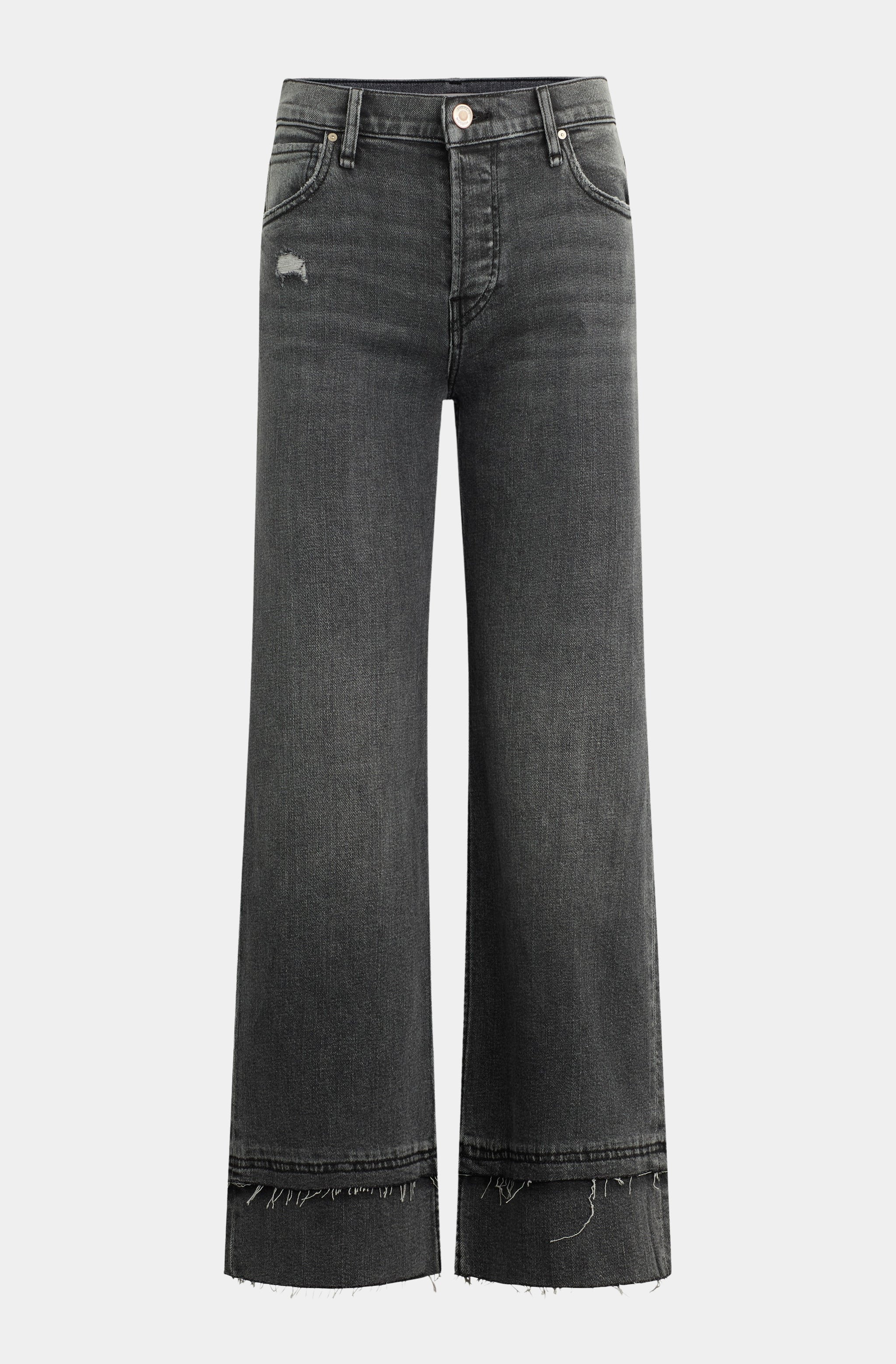 Rosie High-Rise Wide Leg Ankle Raw Hem