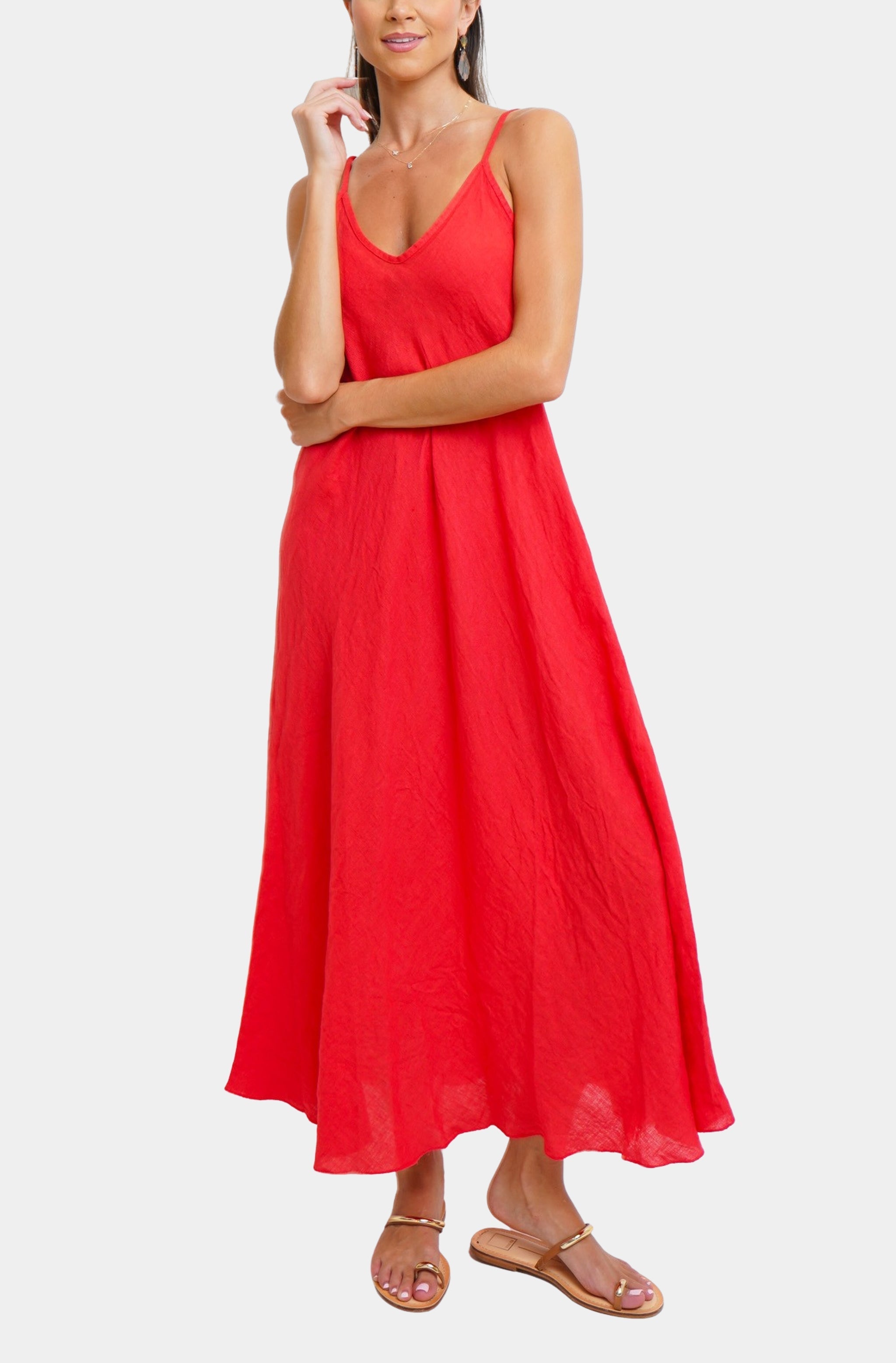 Italian Linen Maxi Slip Dress