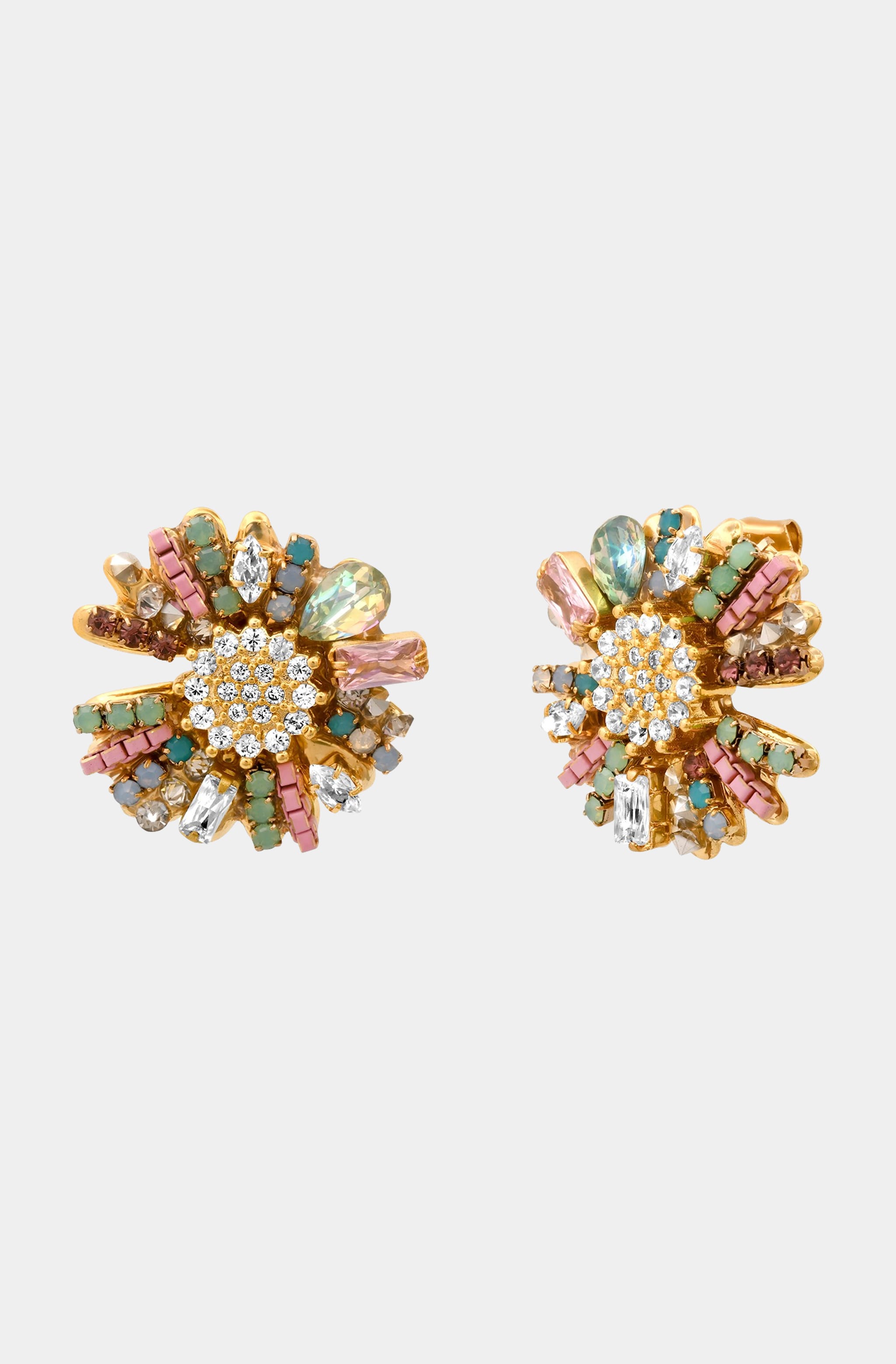 Mixed Bead and Stone Starburst Earrings
