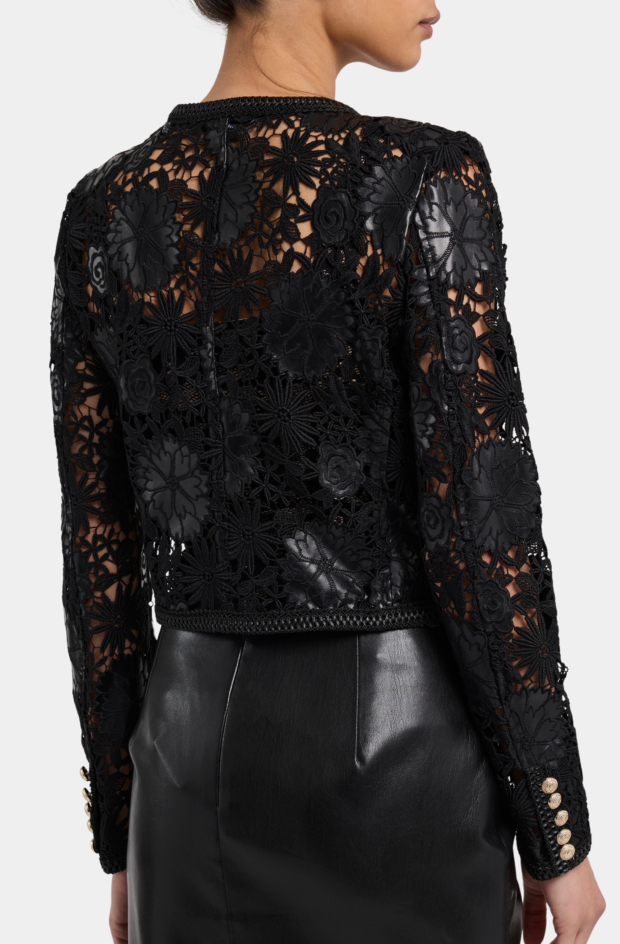 Amber Vegan Leather Guipure Jacket