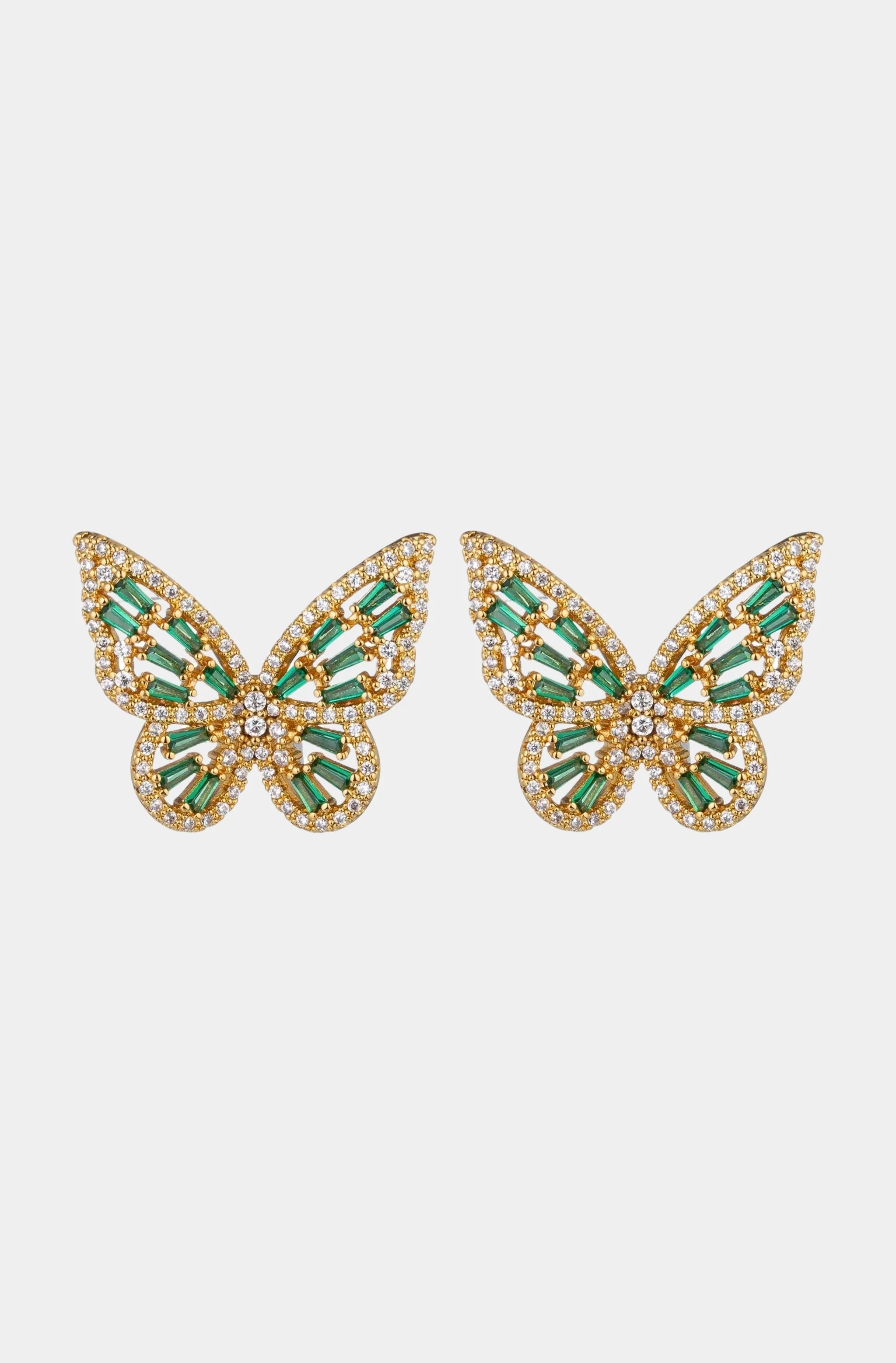 Green Butterfly CZ Earrings
