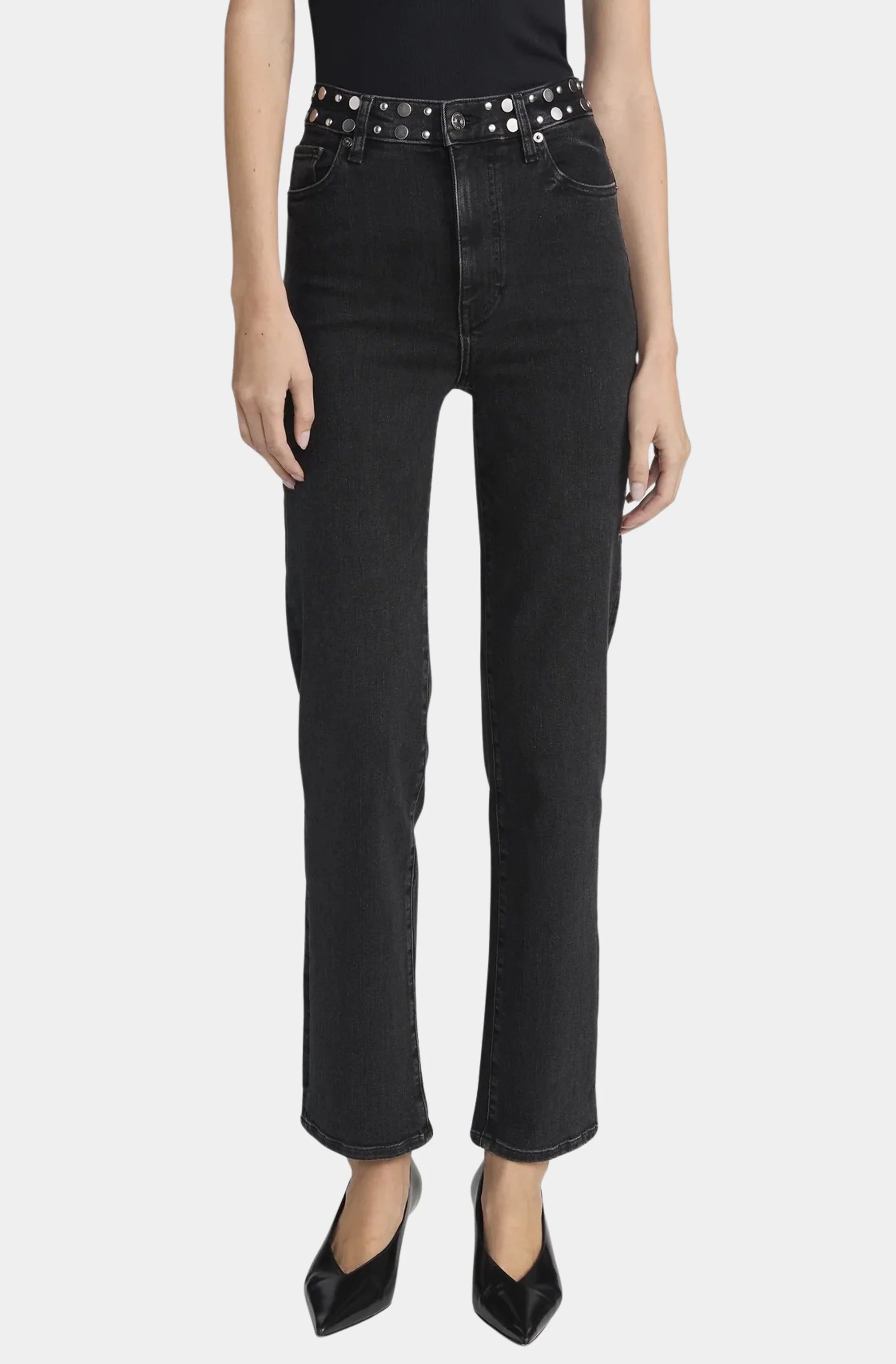 Le Sleek Straight Studded Jean