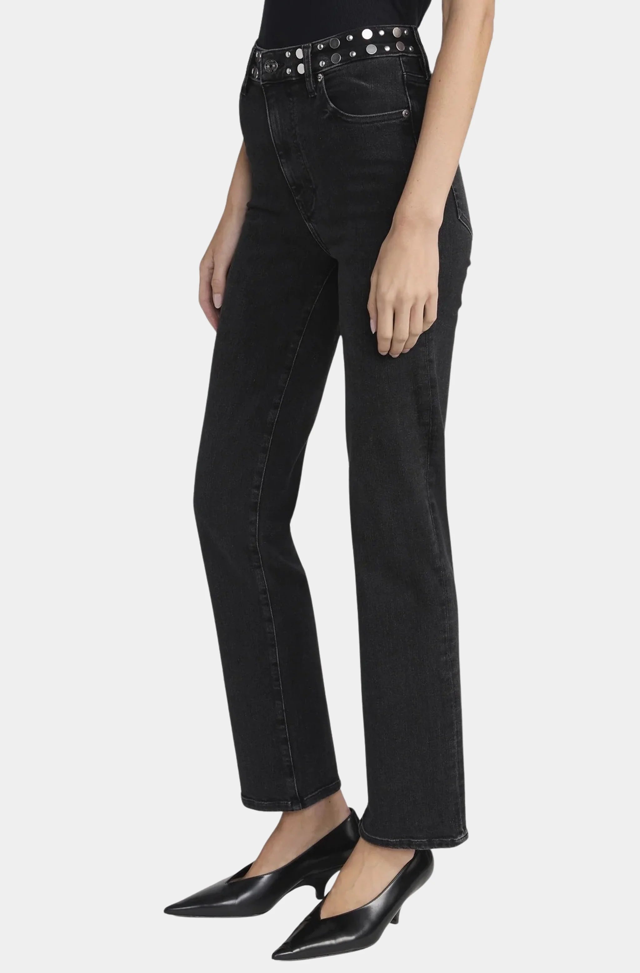 Le Sleek Straight Studded Jean