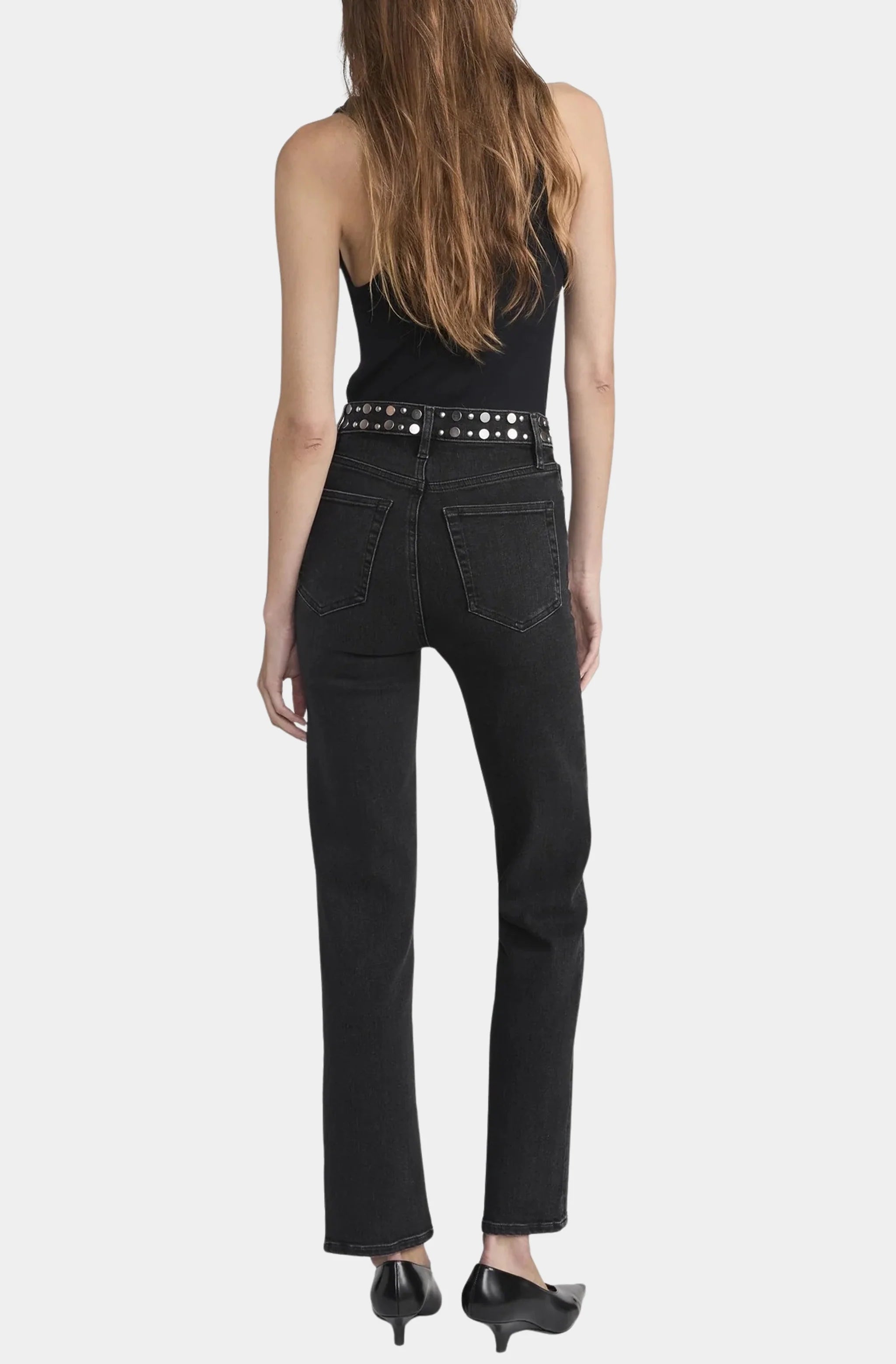 Le Sleek Straight Studded Jean