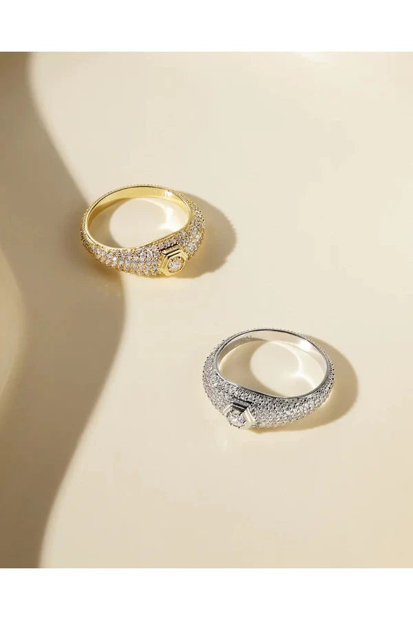 Pave Hex Signet Ring