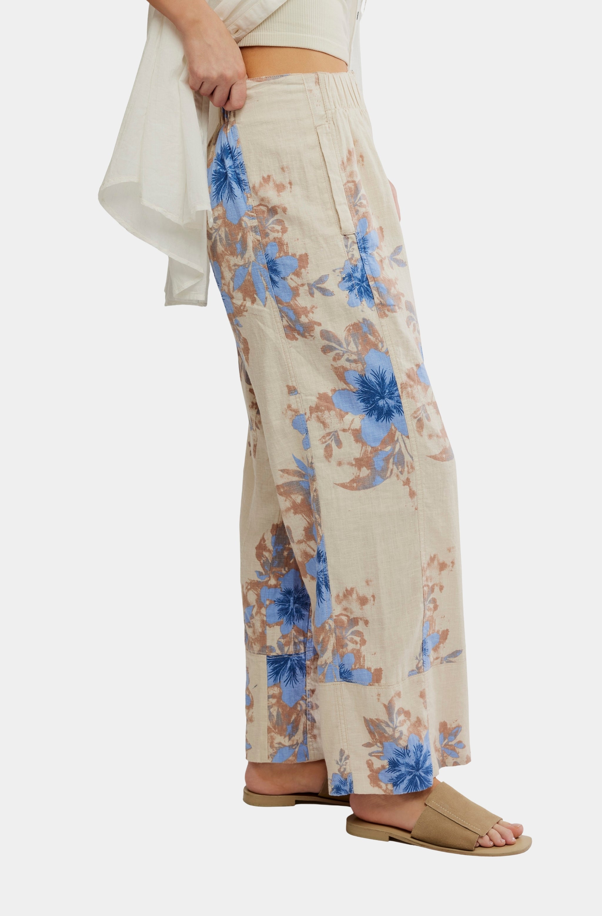 Day's End Printed Linen Pull-On Pant