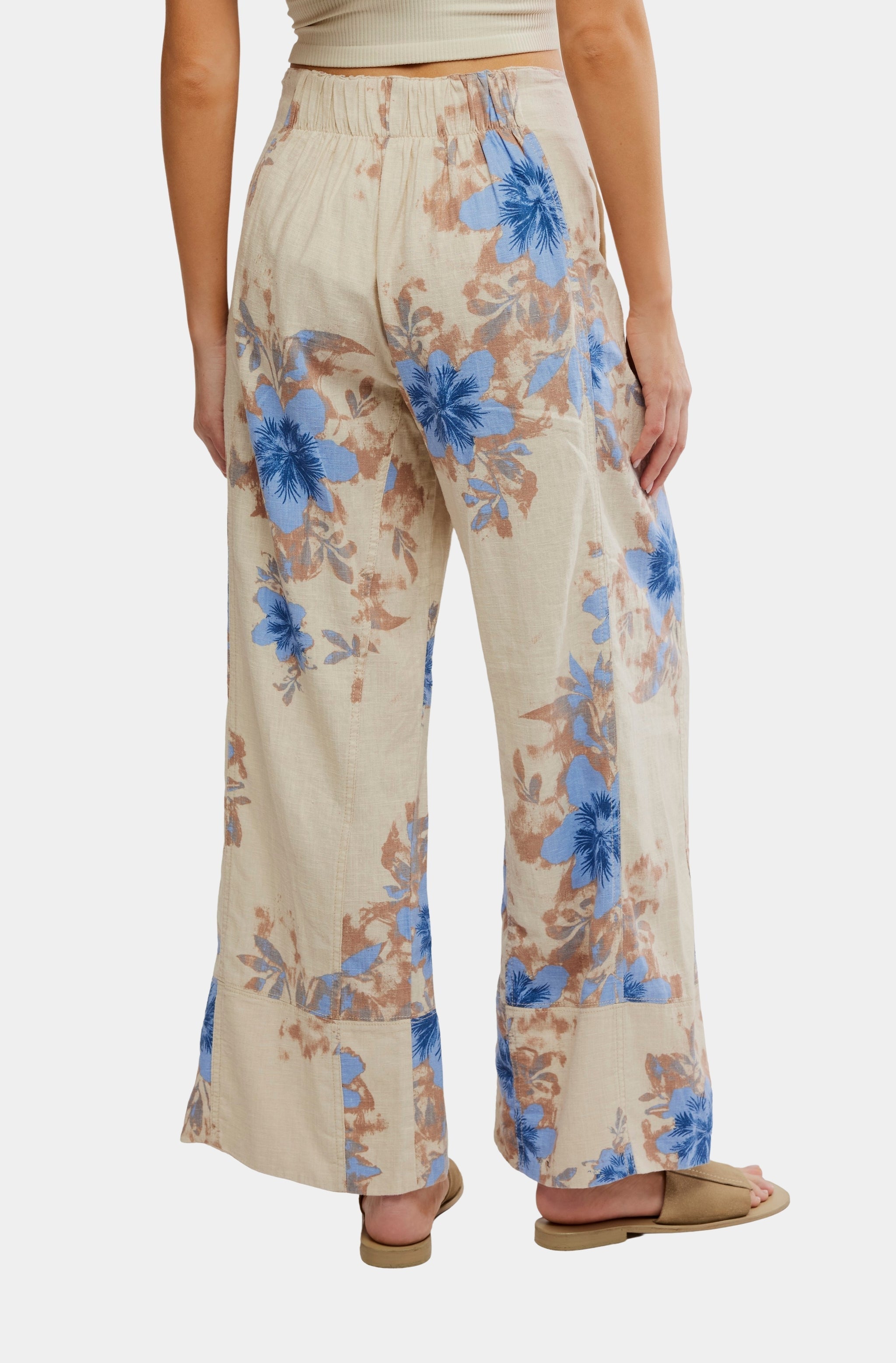 Day's End Printed Linen Pull-On Pant