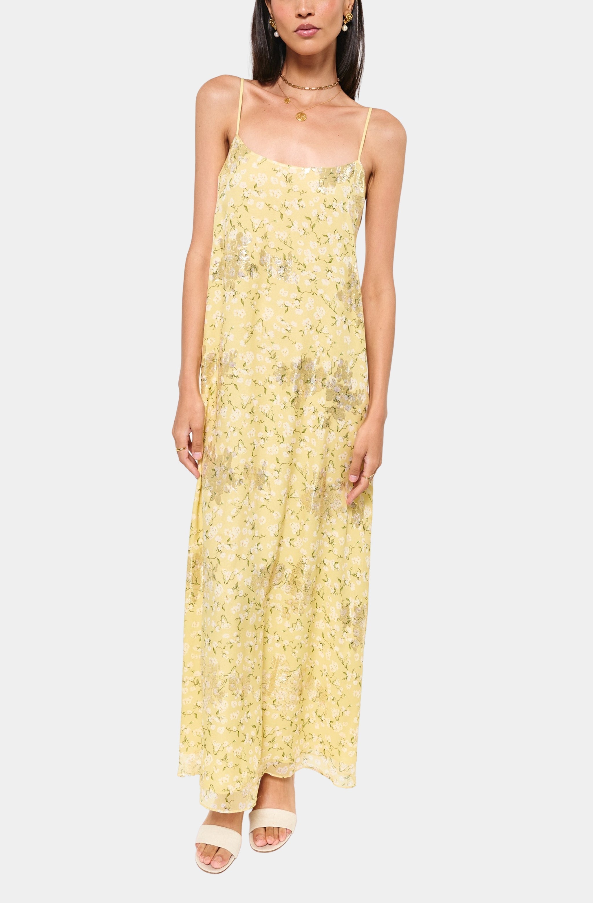 Luz Metallic Chiffon Dress