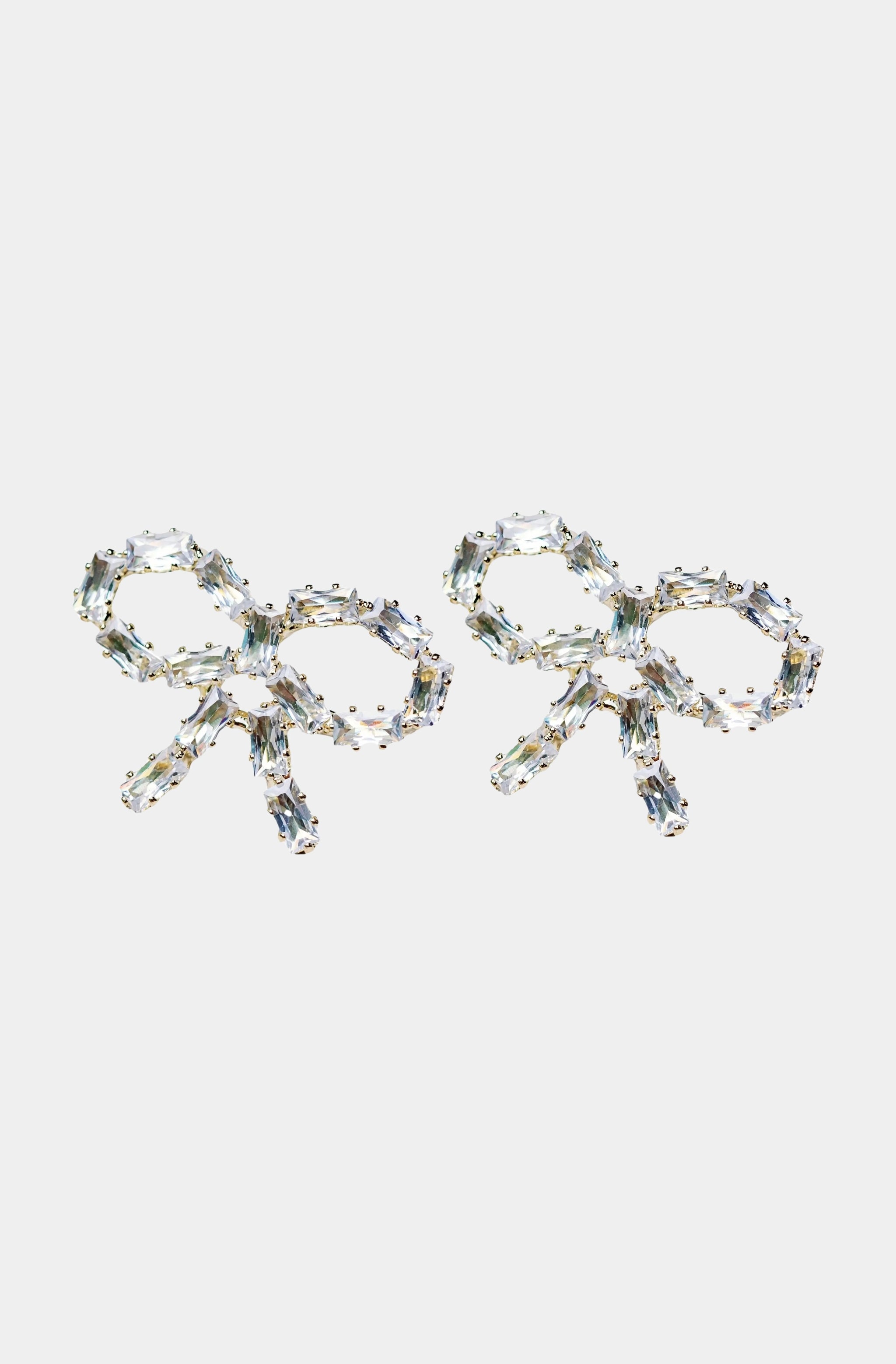 Sparkling Diamond Mini Holiday Statement Bow Earrings