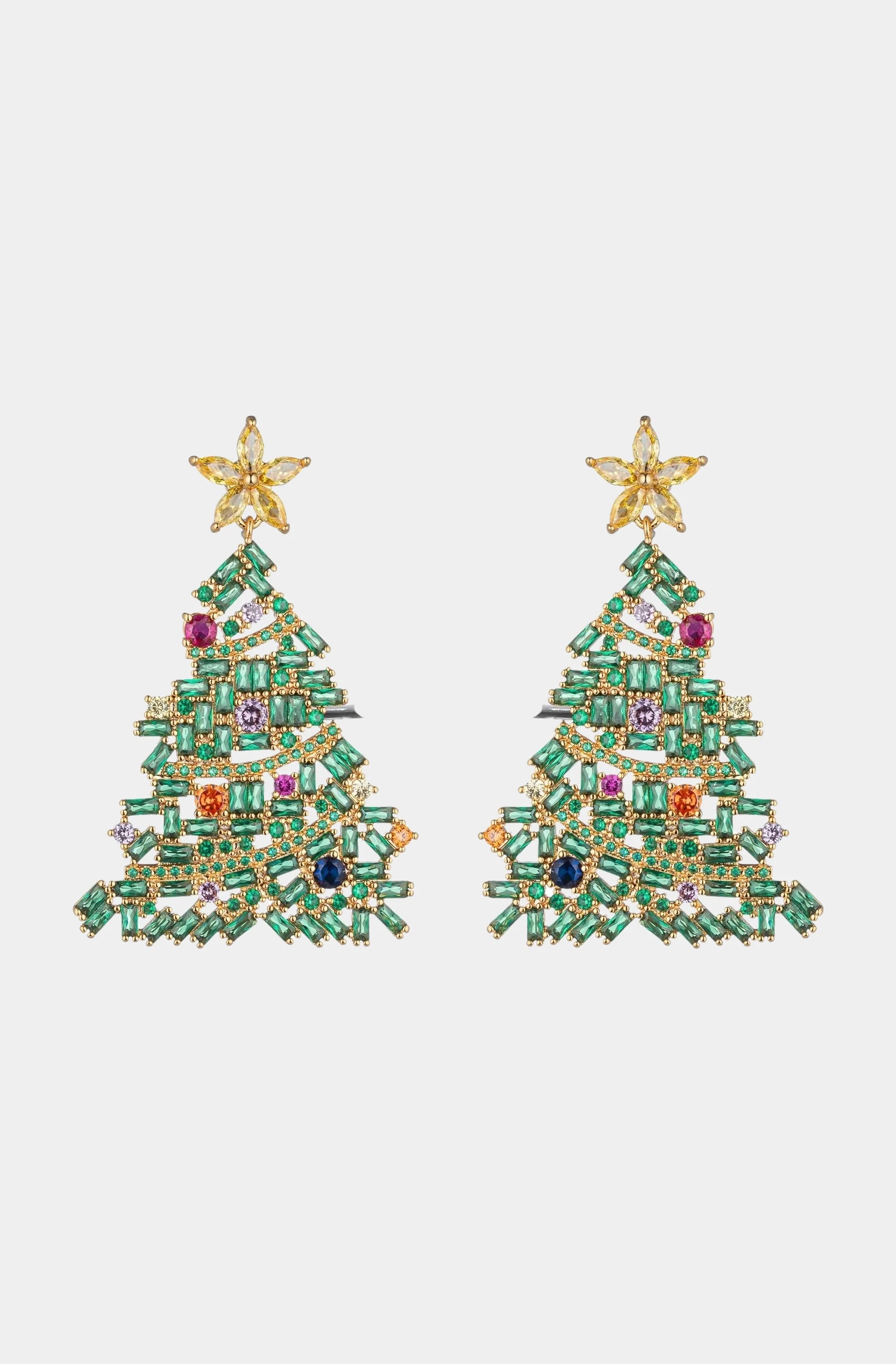 Christmas Tree CZ Drop Earrings