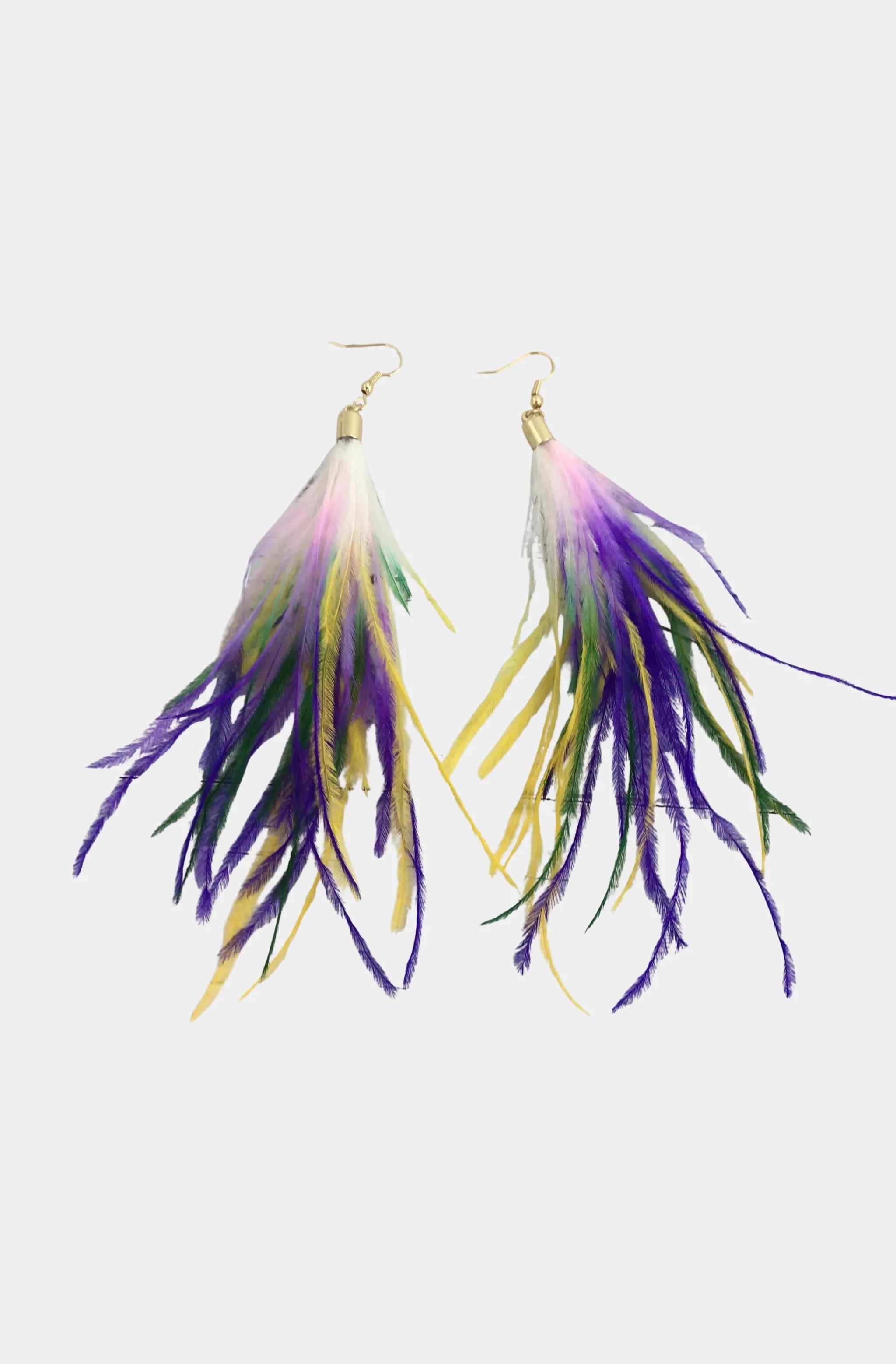 Mardi Gras Feather Earrings