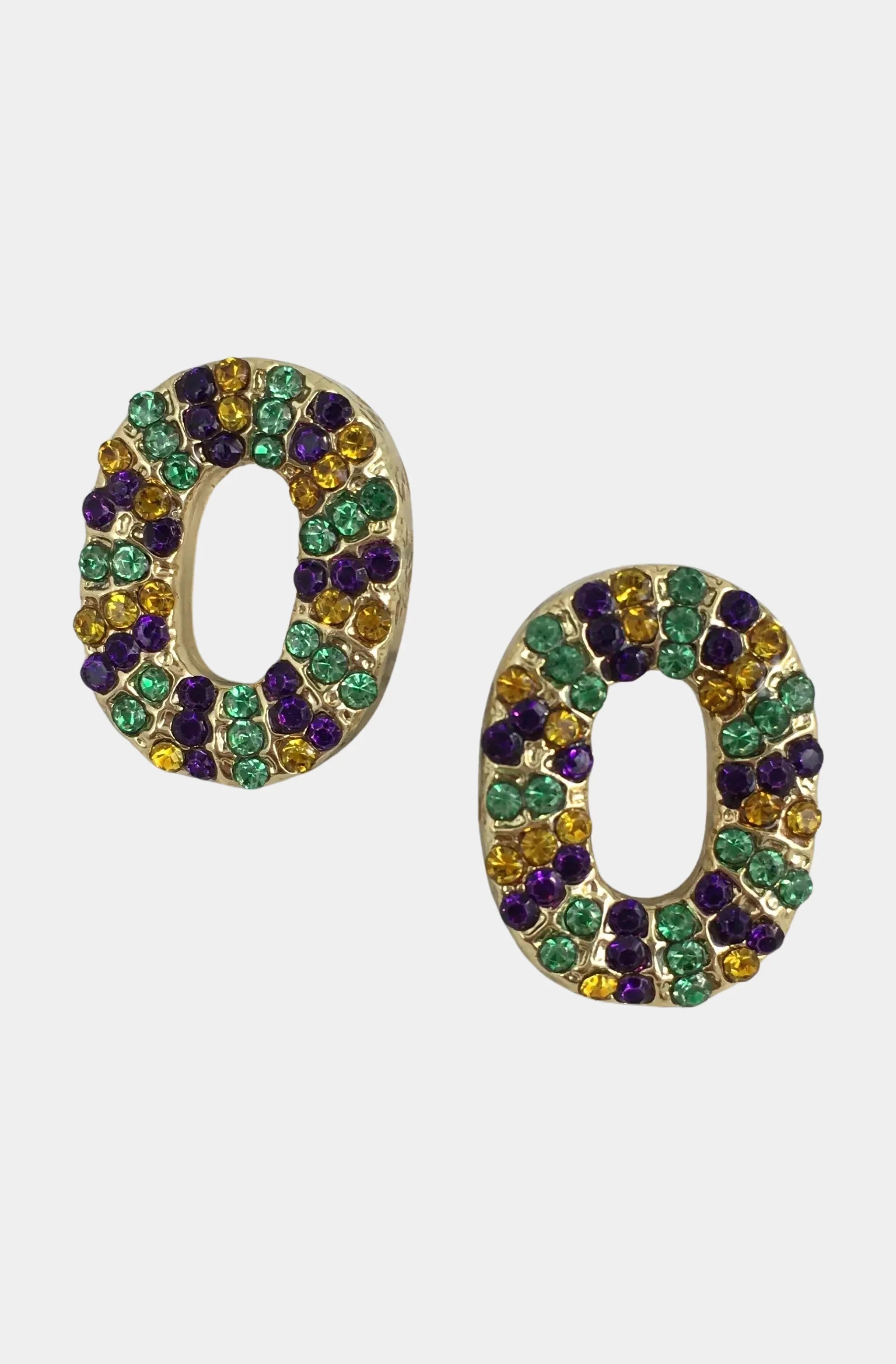 Mardi Gras Stone King Cake Post Earrings