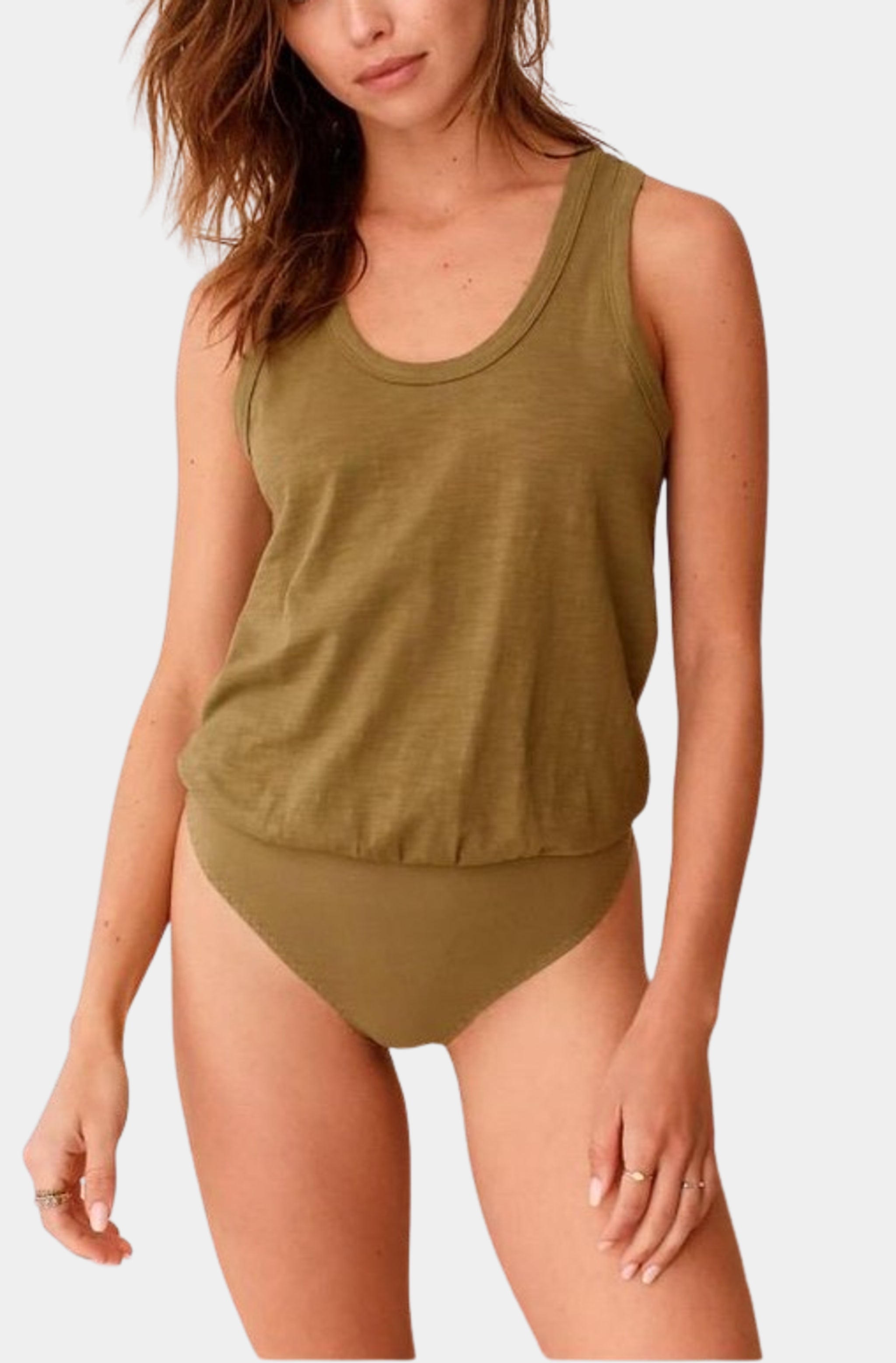 Tee Off Bodysuit in Olive Sparrow