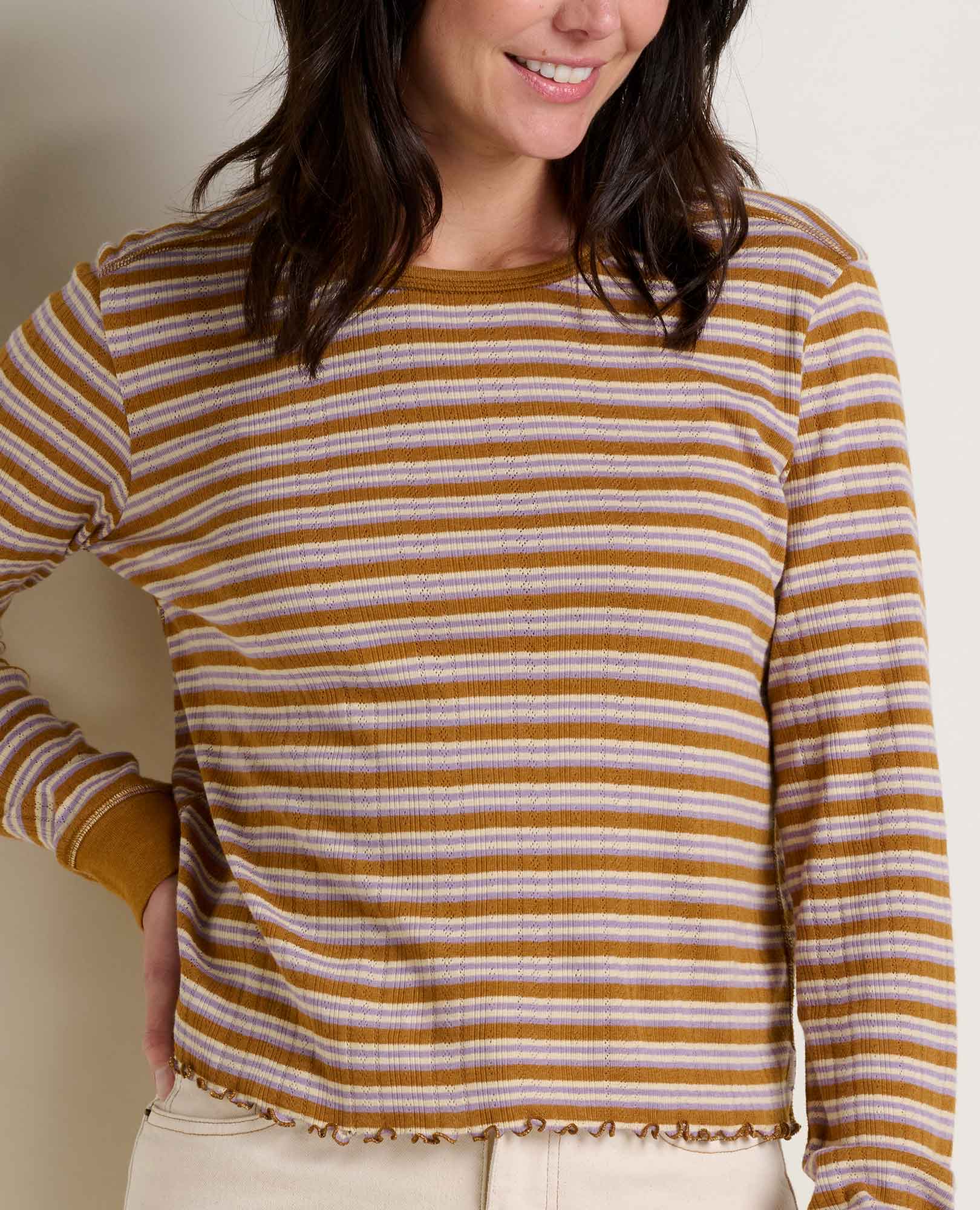 Foothill Pointelle Long Sleeve Crew