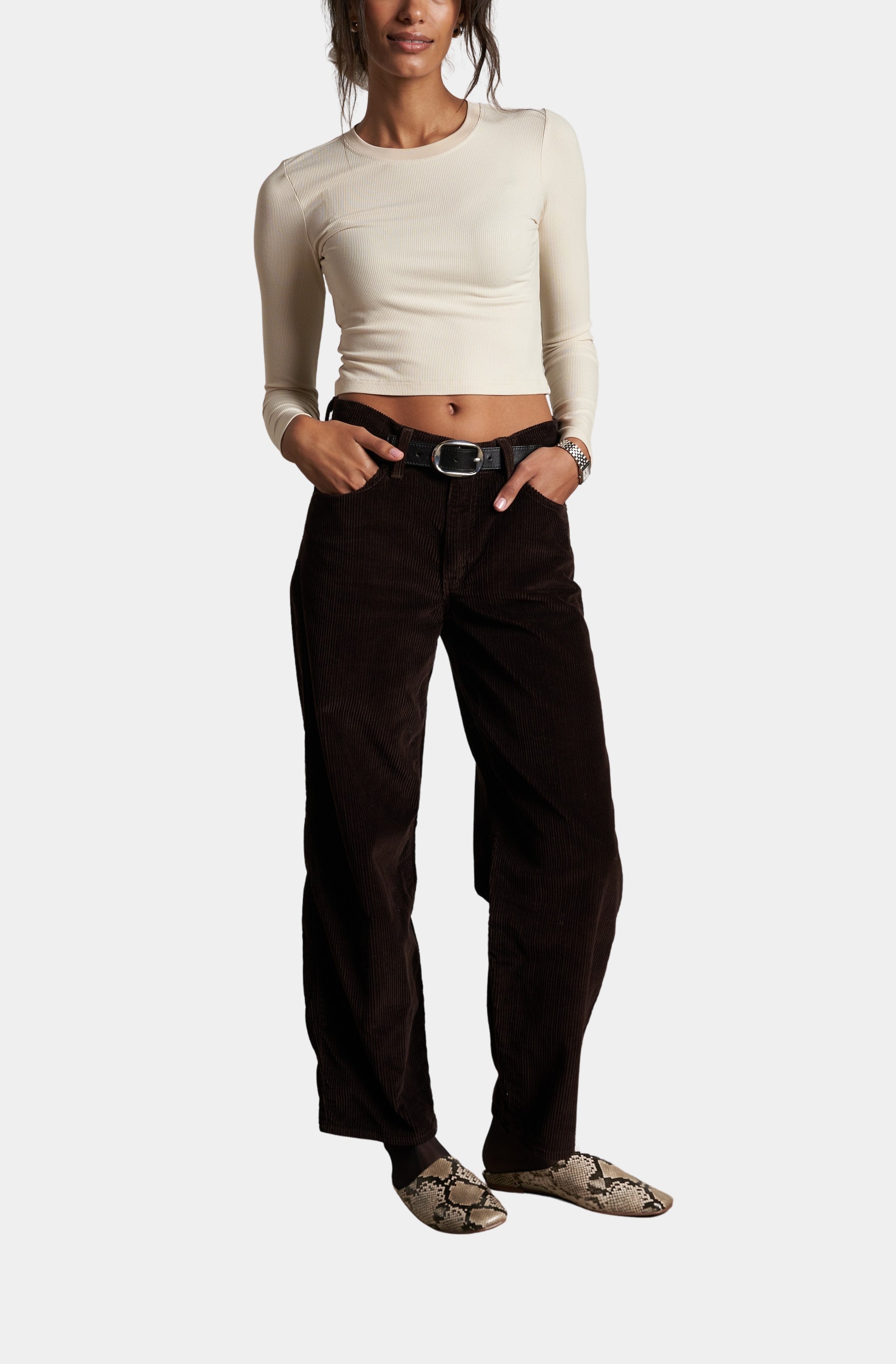 Sienna Luxe Rib Cropped Long Sleeve Top