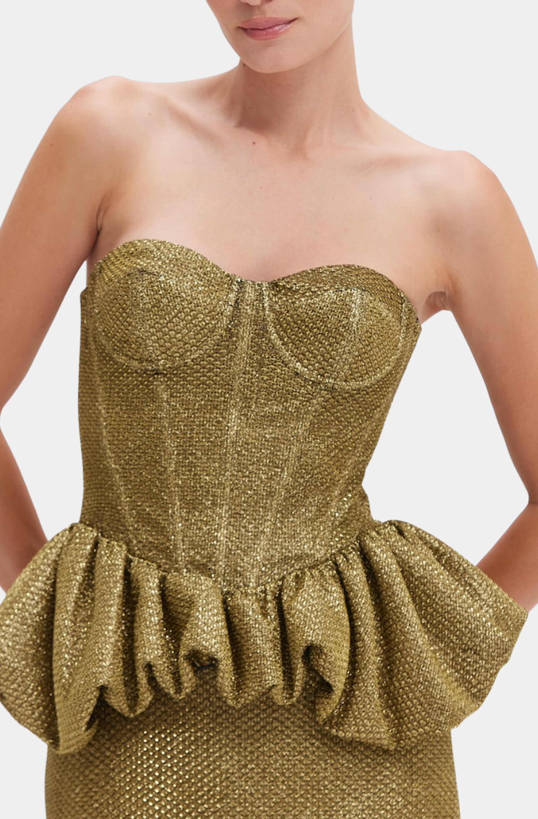 Golden Weave Peplum Top
