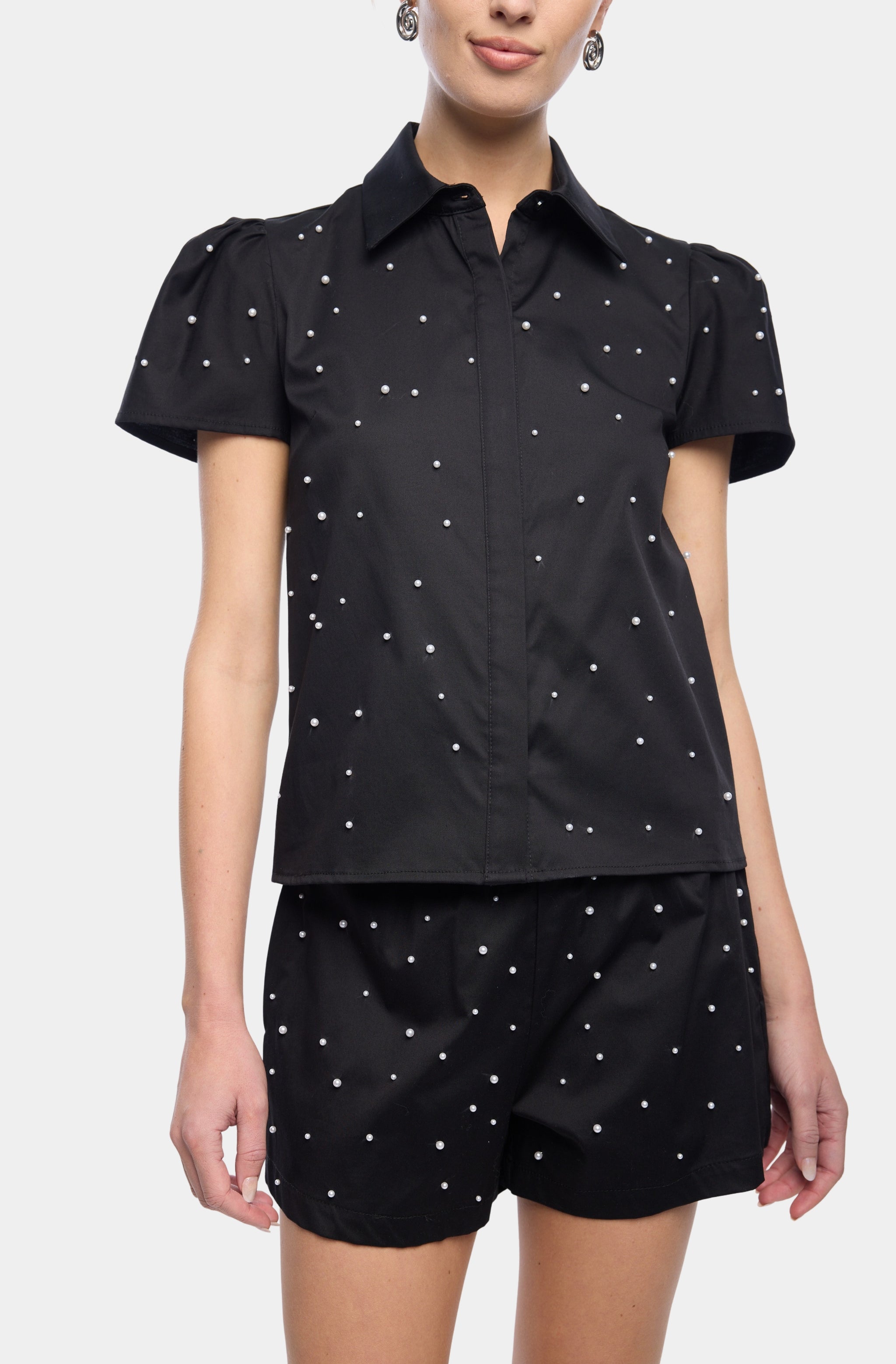 Murphy Pearl Embellished Poplin Shirt