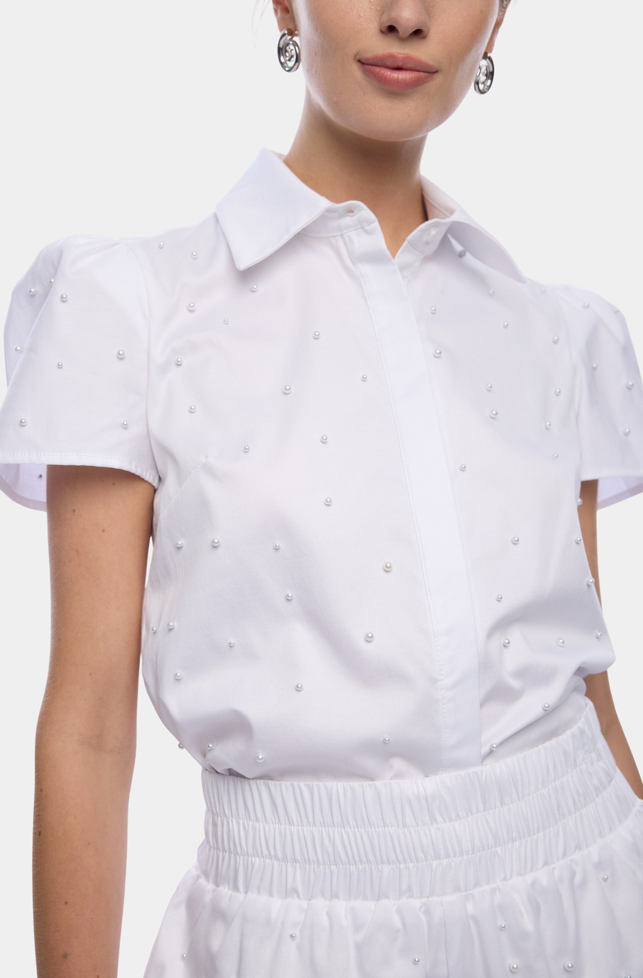 Murphy Pearl Embellished Poplin Shirt