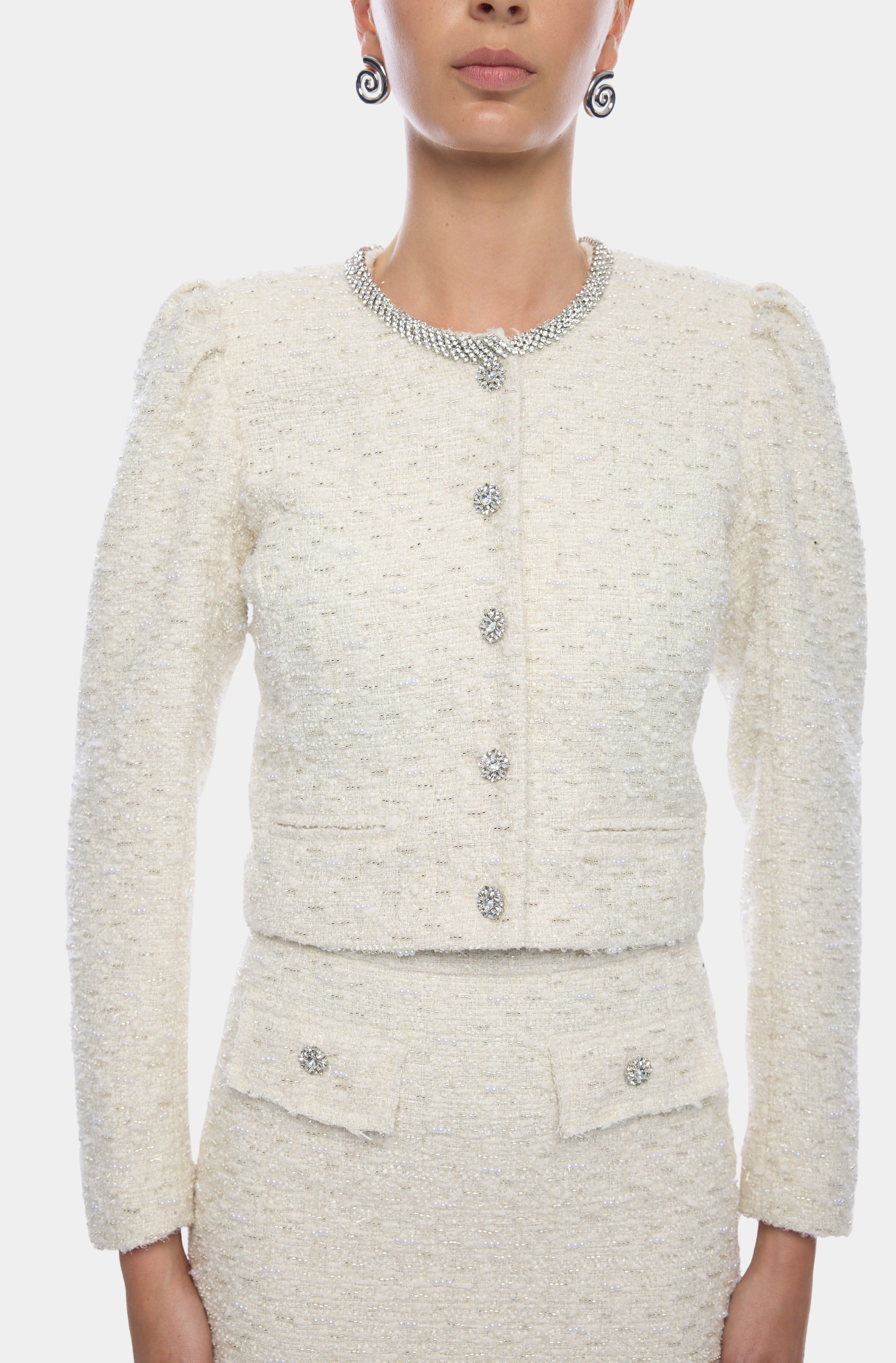 Chiara Crystal Embellished Tweed Jacket